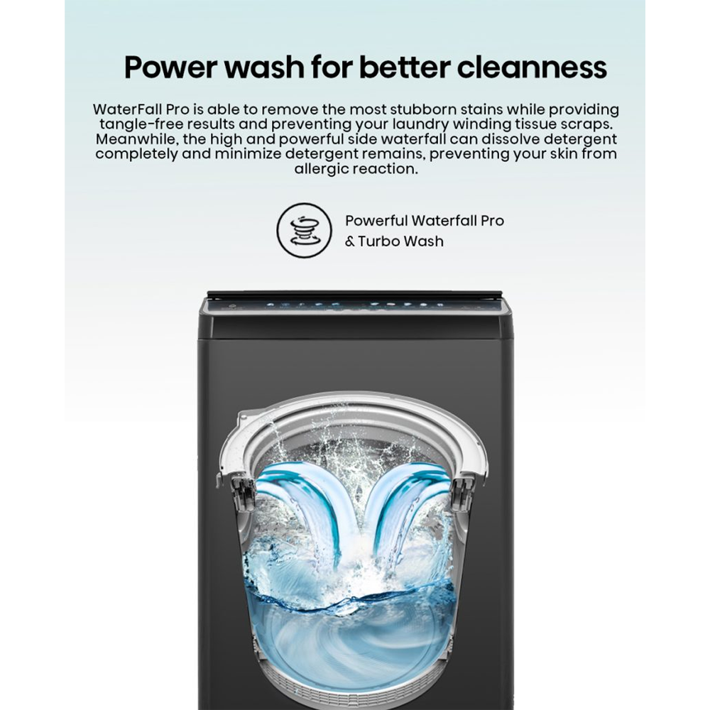 HISENSE 13KG Top Load Washing Machine Premium WTJA1313UB | One Touch AI Wash | 10 Preset Programs | Turbo Wash