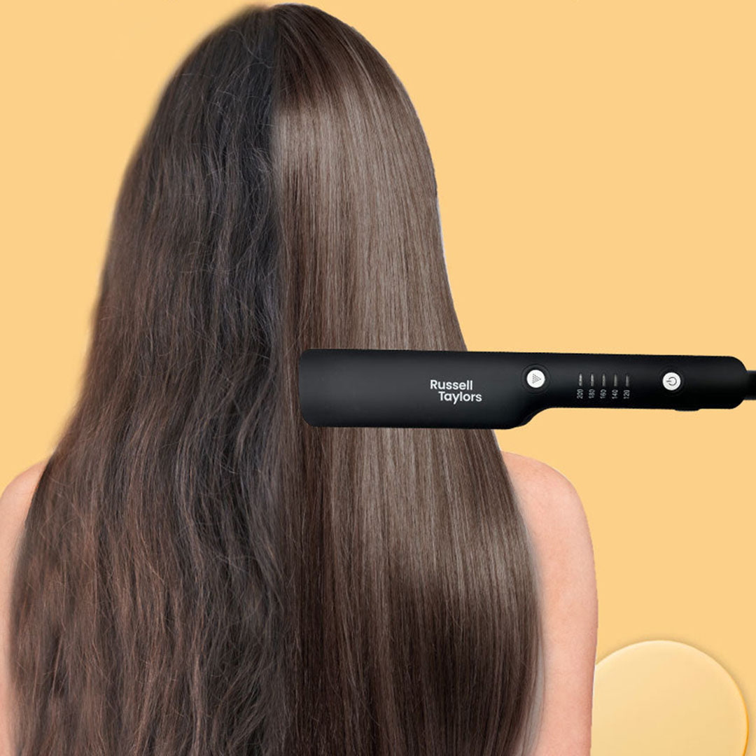 Russell Taylors 34W Ceramic Coating Hair Straightener with Steam Infusion HS2 | 20ml Water Tank | Cutting Edge Features | Hair Straightener with 2 Year Warranty