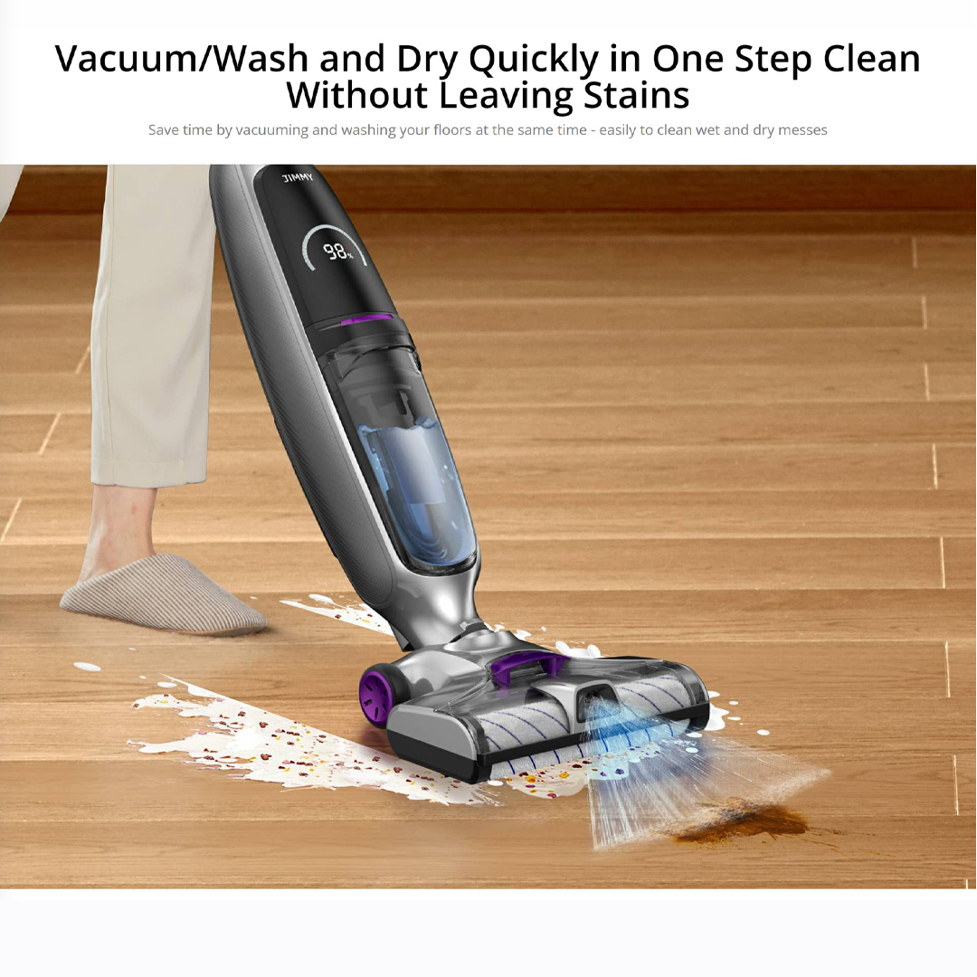 JIMMY 220W Cordless Handheld PowerWash Vacuum & Washer Stick HW8 | External Water Spray Outlet | Detachable Clean/Dirty Water Tank | Intelligent LED Display | Stick Vacuum with 1 Year Warranty