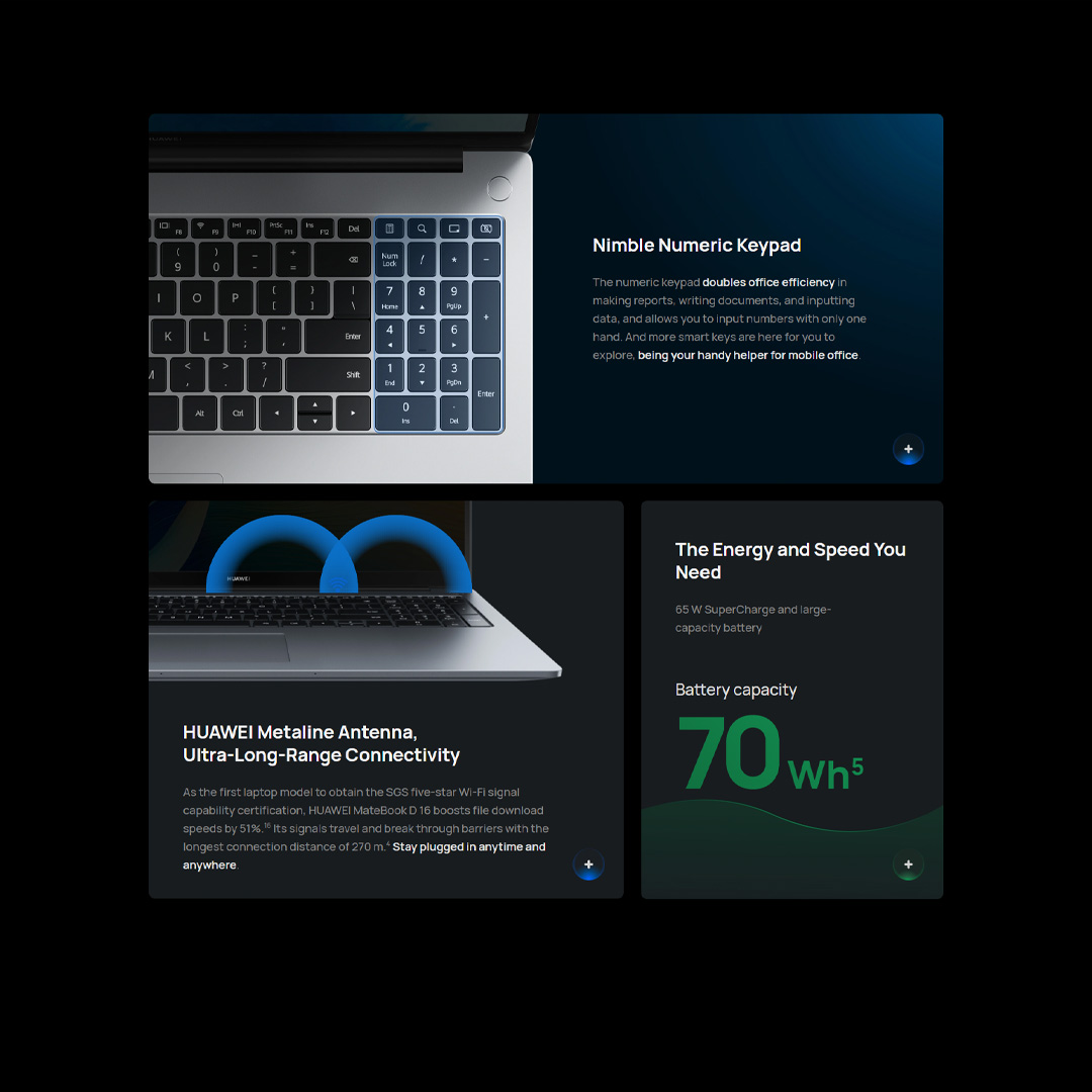 Huawei Matebook D 16 2024 | 16" HUAWEI FullView Display | High Performance Intel® Core™  i5 Processor  / i9 Processor | Lightweight Portable Body | Laptop with 2 Year Warranty