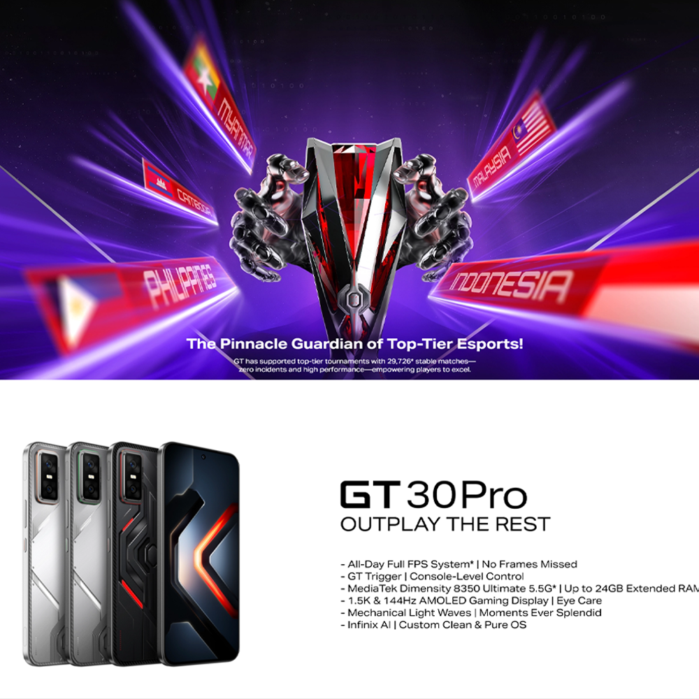 Infinix GT 30 Pro 12GB+256GB/ 12GB+512GB | 6.78 inch AMOLED | MediaTek Dimensity 8350 Ultimate | 108MP Main Camera | Li-Po 5500mAh