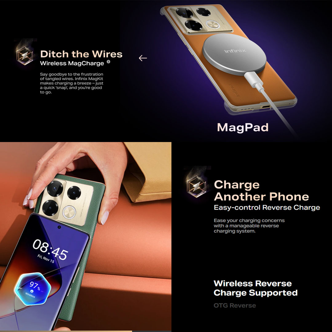 Infinix Note 40 PRO 8GB+256GB | 5000mAh | 45W | Android 14 | XOS 14 | 6.78 inches + AMOLED | Mediatek Dimensity 7020 (6 nm) | Smartphone with 1 Year Warranty