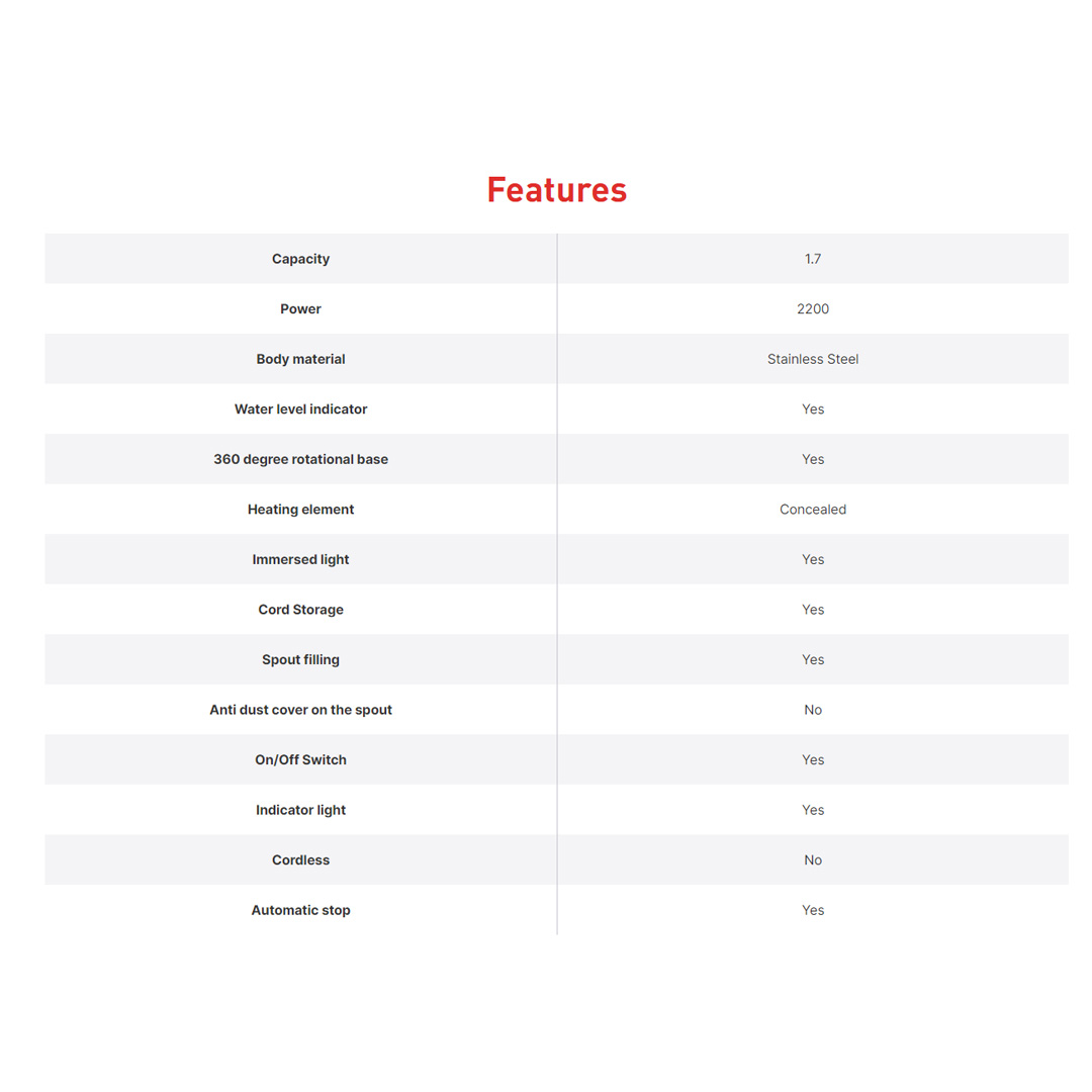 Tefal 1.7L Handy Kettle KI800 | 2200W Power | Auto Switch-Off with Light Indicator | Boil Dry & Overheat Protection | Kettle with 2 Year Warranty