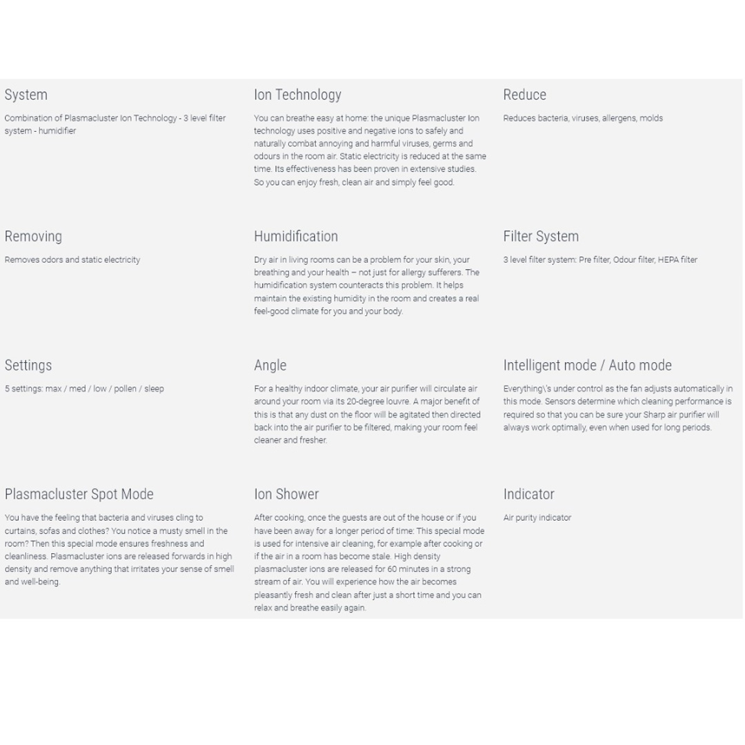 SHARP 50m² AIoT Plasmacluster Technology Humidifying Air Purifier KIL60LW | Ion Technology | Humidification | Intelligent Mode | Auto Mode | Air Purifier with 1 Year Warranty