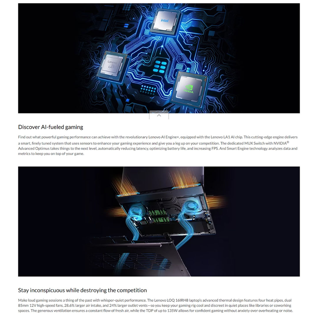 Lenovo LOQ 15IRH8 Laptop 82XV00WGMJ (Intel Core i5-12450H/ 8GB+512GB / 15.6-inch / ) | 170W Slim Tip (3-pin) | Windows 11 Home | AI Chip: LA1 | Laptop with 2 Years Warranty