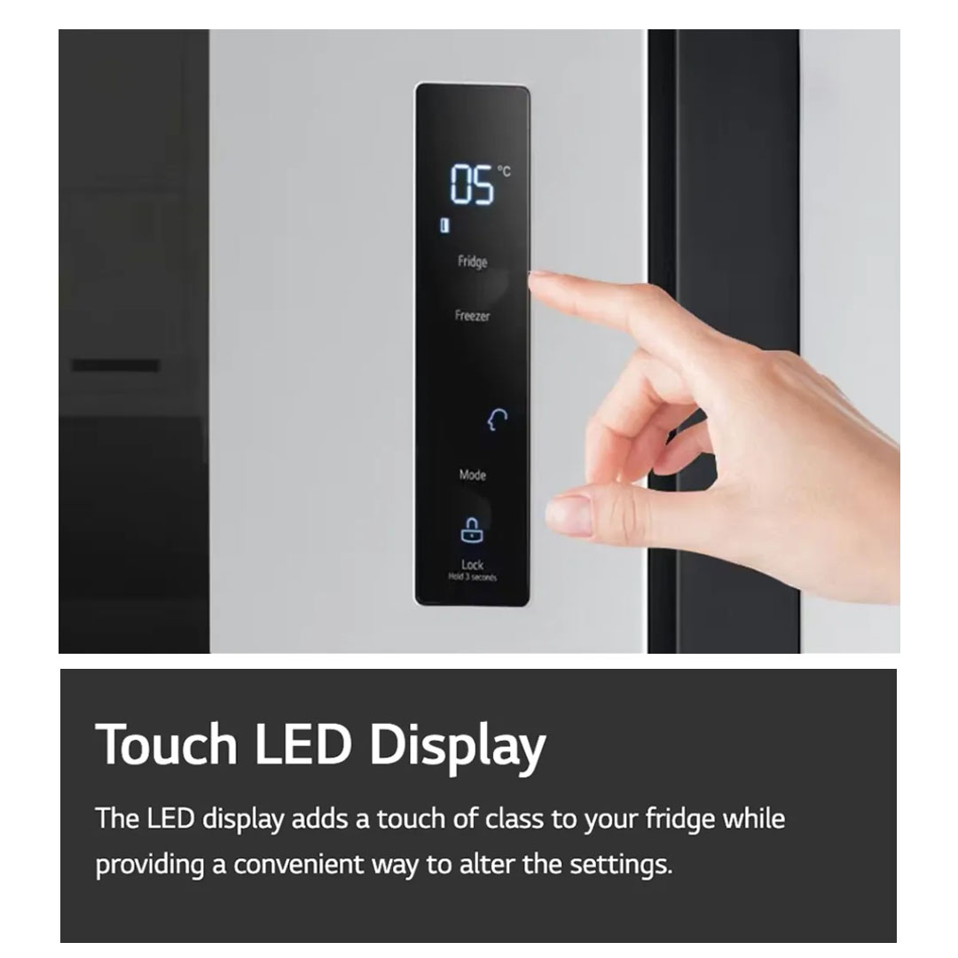LG 508L Side by Side Smart Inverter Refrigerator GC-B507PQAM | Total No Frost | Tempered Glass | Multi Air Flow | Touch LED Display | Refrigerator with 1 Year Warranty