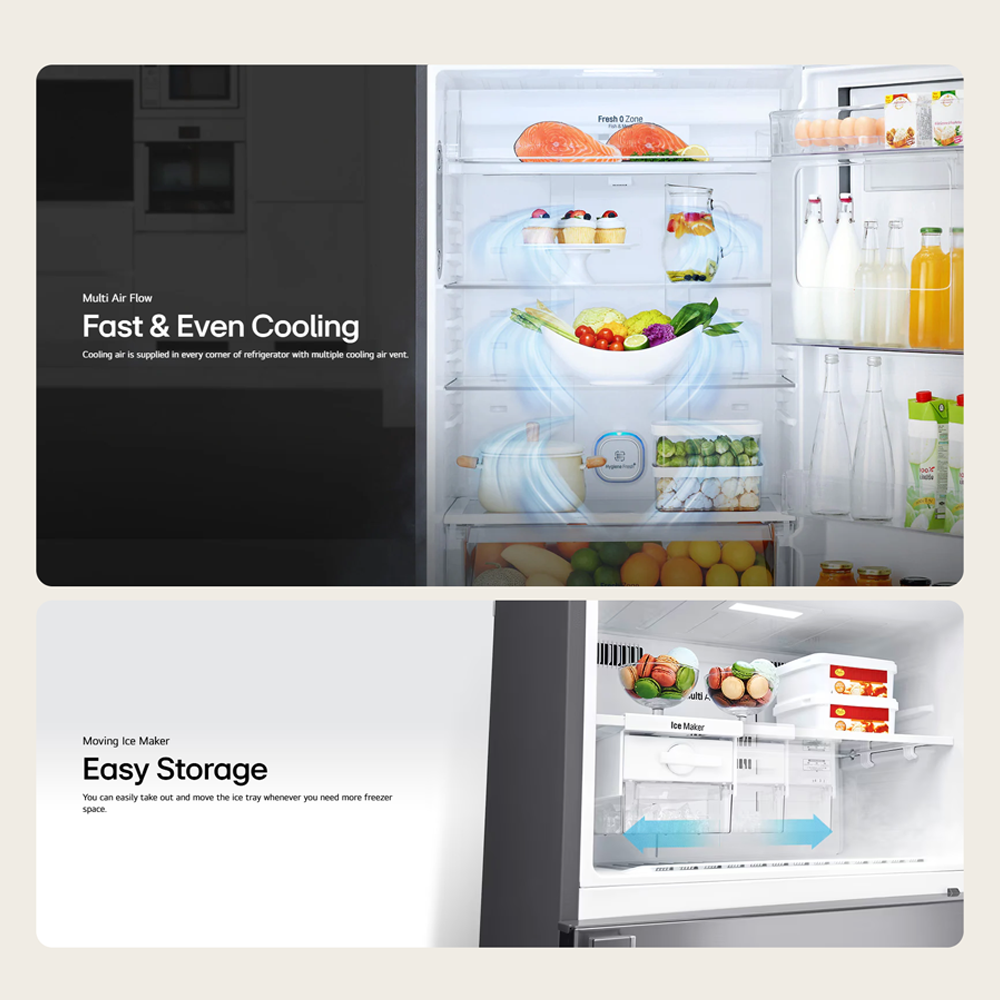 LG 547L 2 Doors Top Mount Smart Inverter Refrigerator GN-C702SGGM/GN-C702HFCM | Multi Air Flow | Door Cooling | Door Alarm | Refrigerator with 1 Year Warranty