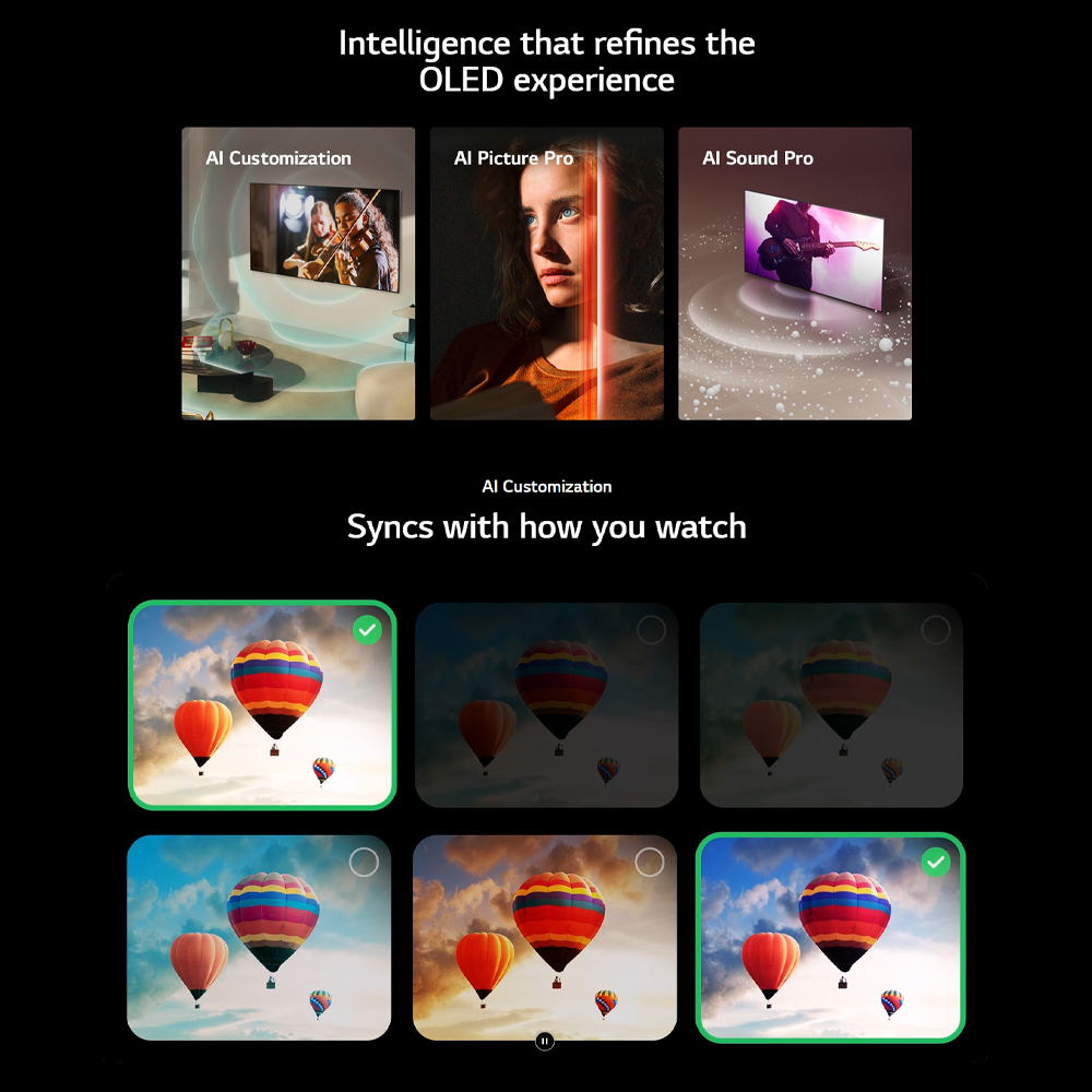 sold out       icon arrow left boldicon arrow right bold Share:  0 Product Information Section LG 55/65 inch 4K UHD Smart TV with AI B4 | α8 AI Super Upscaling 4K | FreeSync Anti-Tear | HGiG Game Mode