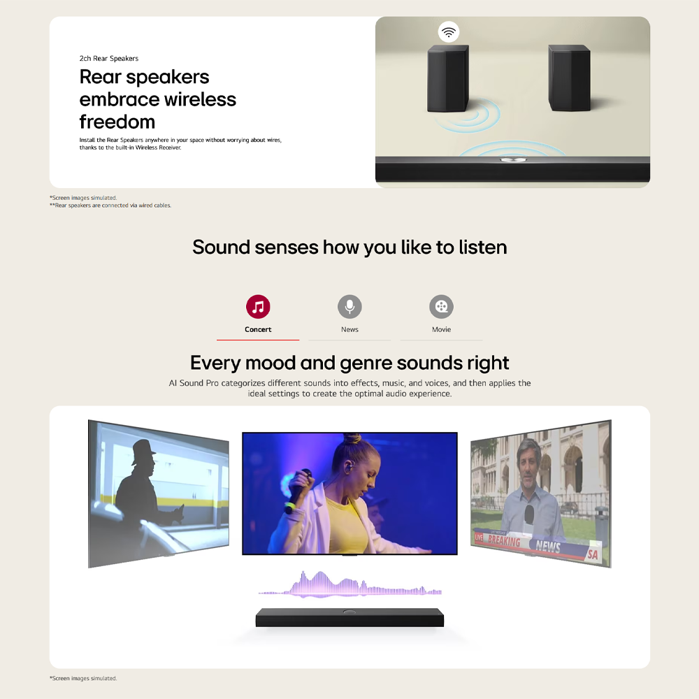 LG 440W 5.1ch Soundbar with Dolby Digital and DTS Digital Surround S60TR | Cinematic Sound Projection | WOW Interfac