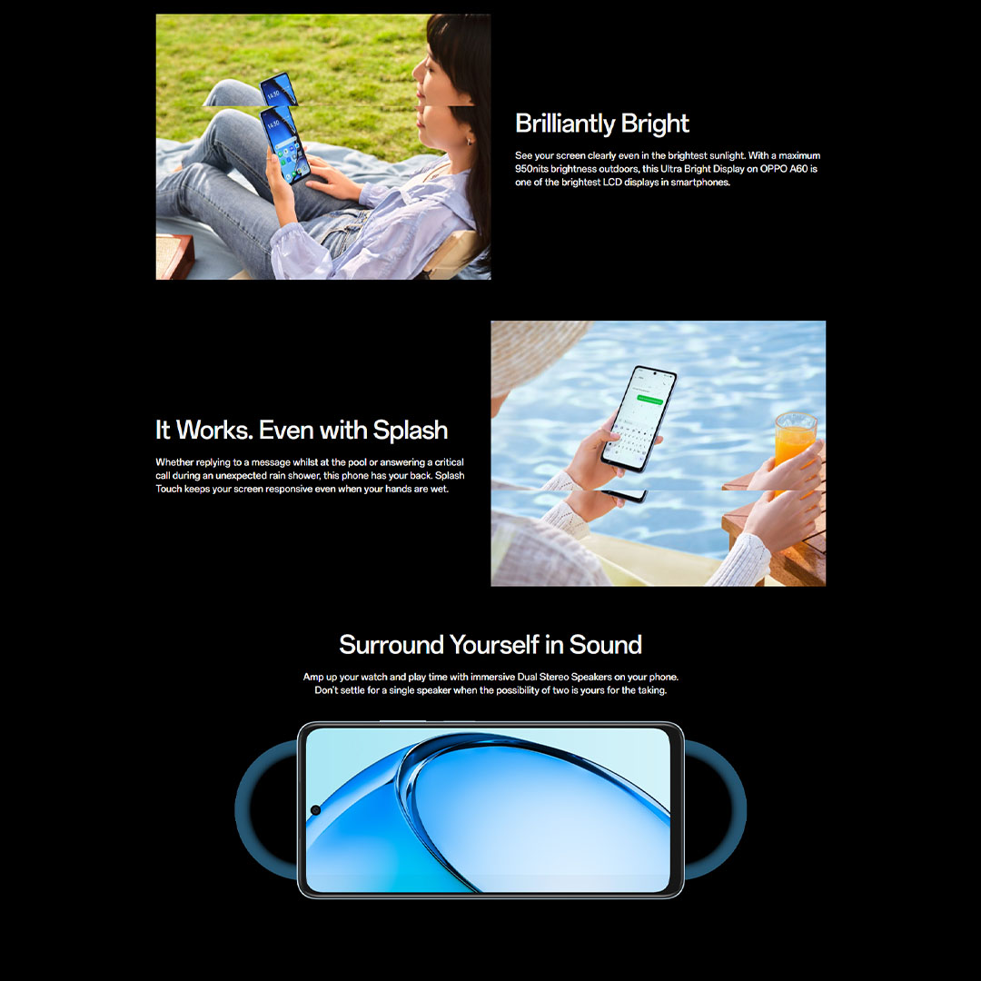 OPPO A60 (8GB+8GB+128GB / 8GB+8GB+256GB) | 5000mAh | 45W wired | 6.67-inch | 90Hz, LCD | Qualcomm Snapdragon 680 SoC | Smartphones with 1 Year Warranty