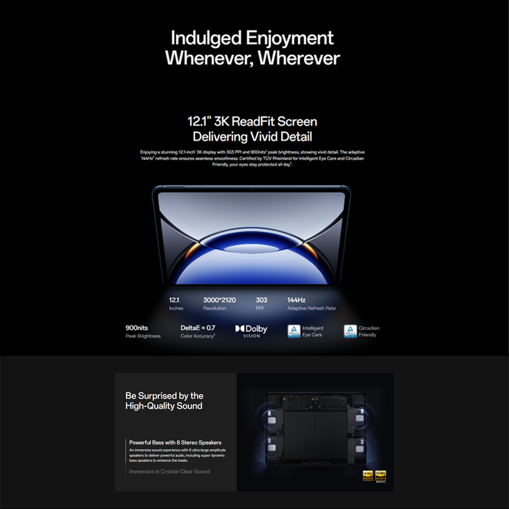 OPPO Pad 3 Pro | Snapdragon® 8 Gen 3 | 12.1" 3K ReadFit Screen | 67W SUPERVOOC Fast Charging