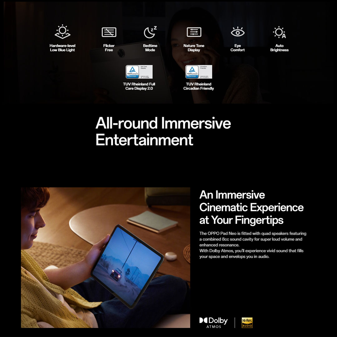 OPPO Pad Neo Wifi 6GB+128GB / Neo Lte 8GB+128GB | Super Battery, Super Energy | All-round Immersive Entertainment | Support 4G LTE | Tablet with 1 Year Warranty