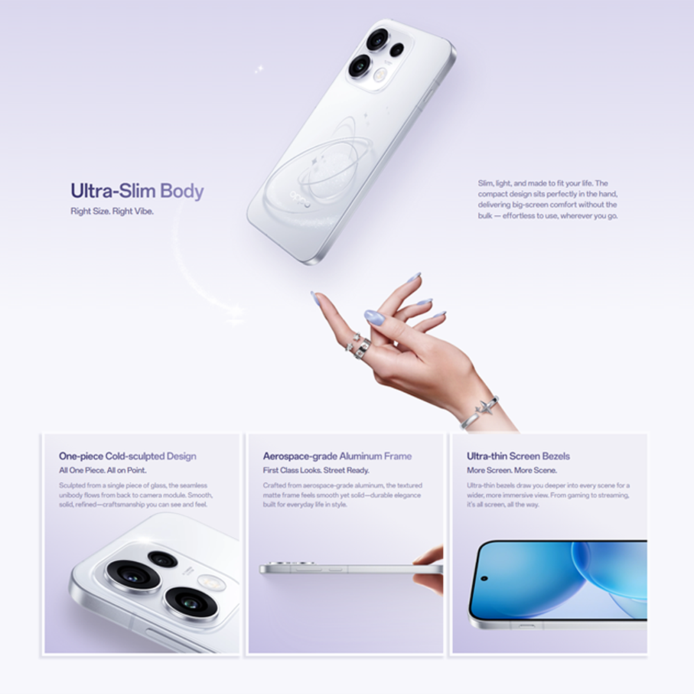 OPPO Reno16 Pro 5G 12GB+256GB | 4K Front Ultra Wide Portrait Video | 50MP Ultra Wide Selfie Camera | Smart & Smooth ColorOS 16