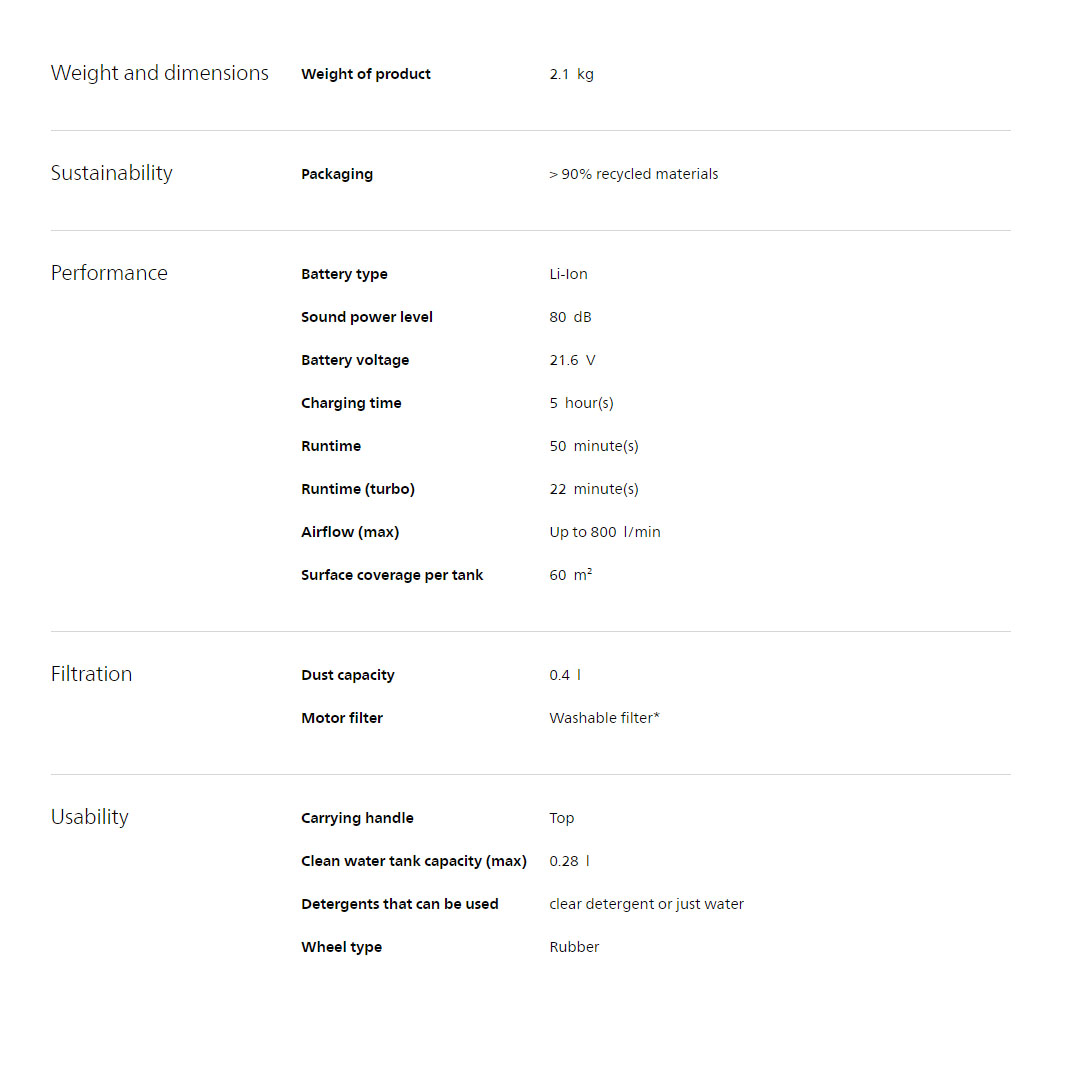 Philips 800W SpeedPro Aqua Cordless Stick Vacuum Cleaner FC6728/01 | 180° Suction Nozzle | Power Cyclone 7 | LED Nozzle | Aqua Boost | Up to 50 minutes Runtime | Vacuum Cleaner with 1 Year Warranty