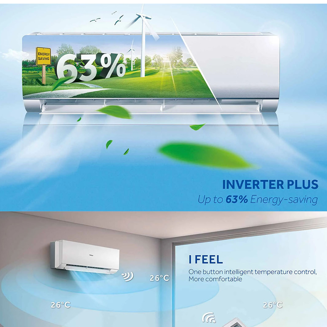 HAIER 1HP/1.5HP/2HP R32 Smart Inverter Wall Mount Air Conditioner HSU-10VQB22/HSU-13VQB22/HSU-19VQB22 | Eco Mode | Energy Saving | Triple Airflow | Smart Clean | Hyper PCB | Air Conditioner with 3 Year Warranty