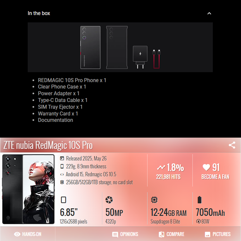 REDMAGIC 10S Pro | Qualcomm Snapdragon 8 Elite | 7,050 mAh Battery Capacity | 80W Fast Charging | 10-layer ICE-X Cooling System