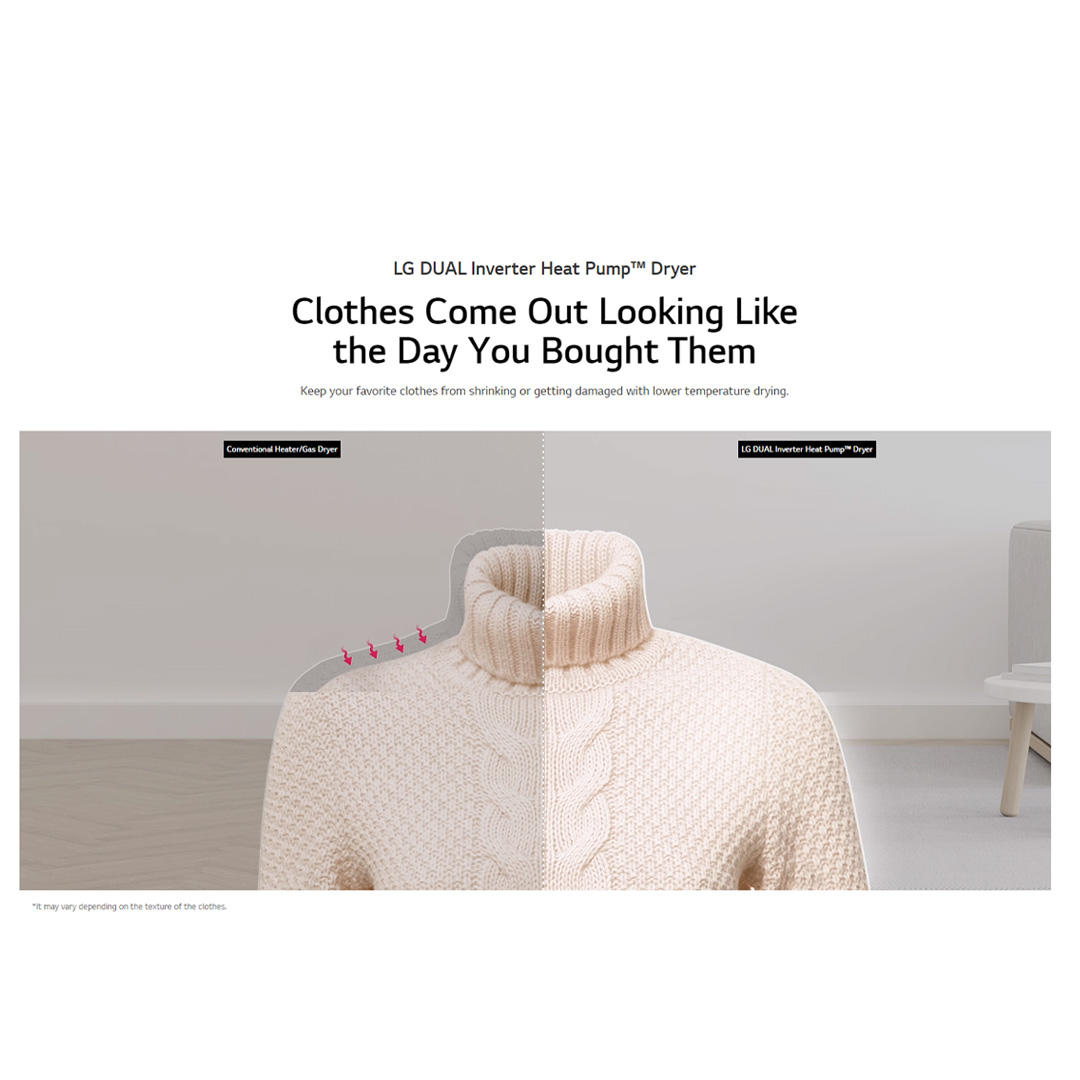 LG 10KG Front Load Heatpump Dryer with Dual Inverter and Auto Cleaning Condenser | RH10VHP2B / RH10VHP2W | Smart Pairing | Allergy Care | Dual Lint Filter | Heatpump Dryer with 1 Year Warranty