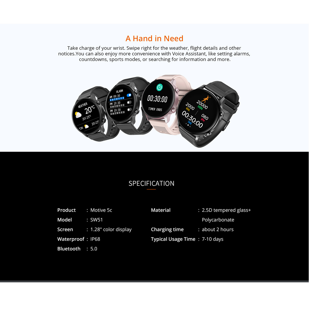 RIVERSONG Motive 5C Smartwatch | Bluetooth Calling | Health-System Management | 60 Sports Modes | AI Voice Assistant | Smart Watch with 1 Year Warranty