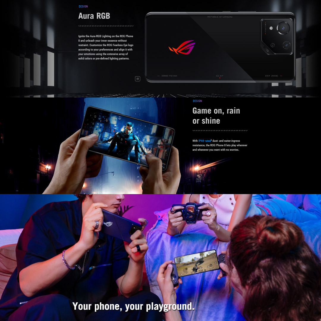 ASUS ROG Phone 8 12GB+256GB | Macro Camera | AeroActive Cooler X | Gaming Phone | Smartphone with 1 Year Warranty