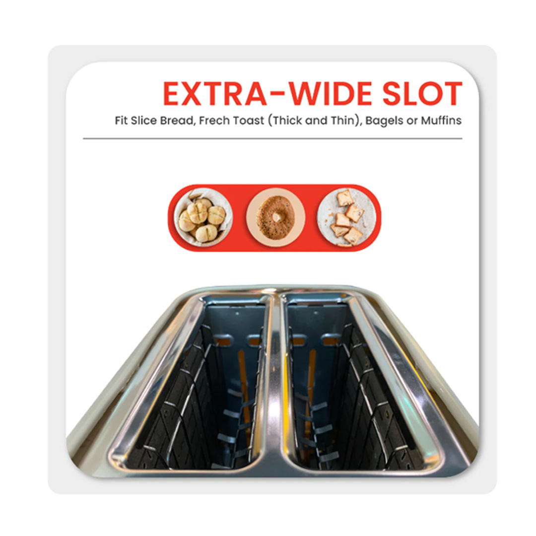 Russell Taylors 2 Slices Retro Toaster RT-10 | 925W Power | Extra Wide Toasting Slots | Multi-Functional | Toaster with 2 Year Warranty