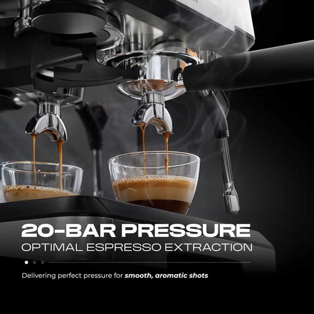 Russell Taylors 2380W 20 Bar Dual Boiler Espresso Machine 58mm Coffee Maker with Grinder EM5 | 200g Coffee Grinder | Dual Boiler | Powerful Steam