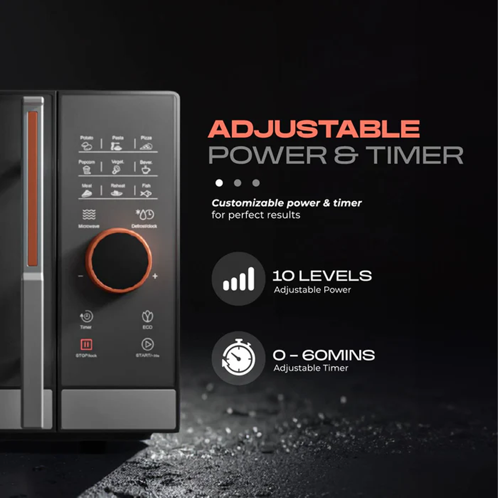 Russell Taylors 23L Digital Microwave Oven Gray M8 | 12 Preset Programs | Adjustable Power 10-level