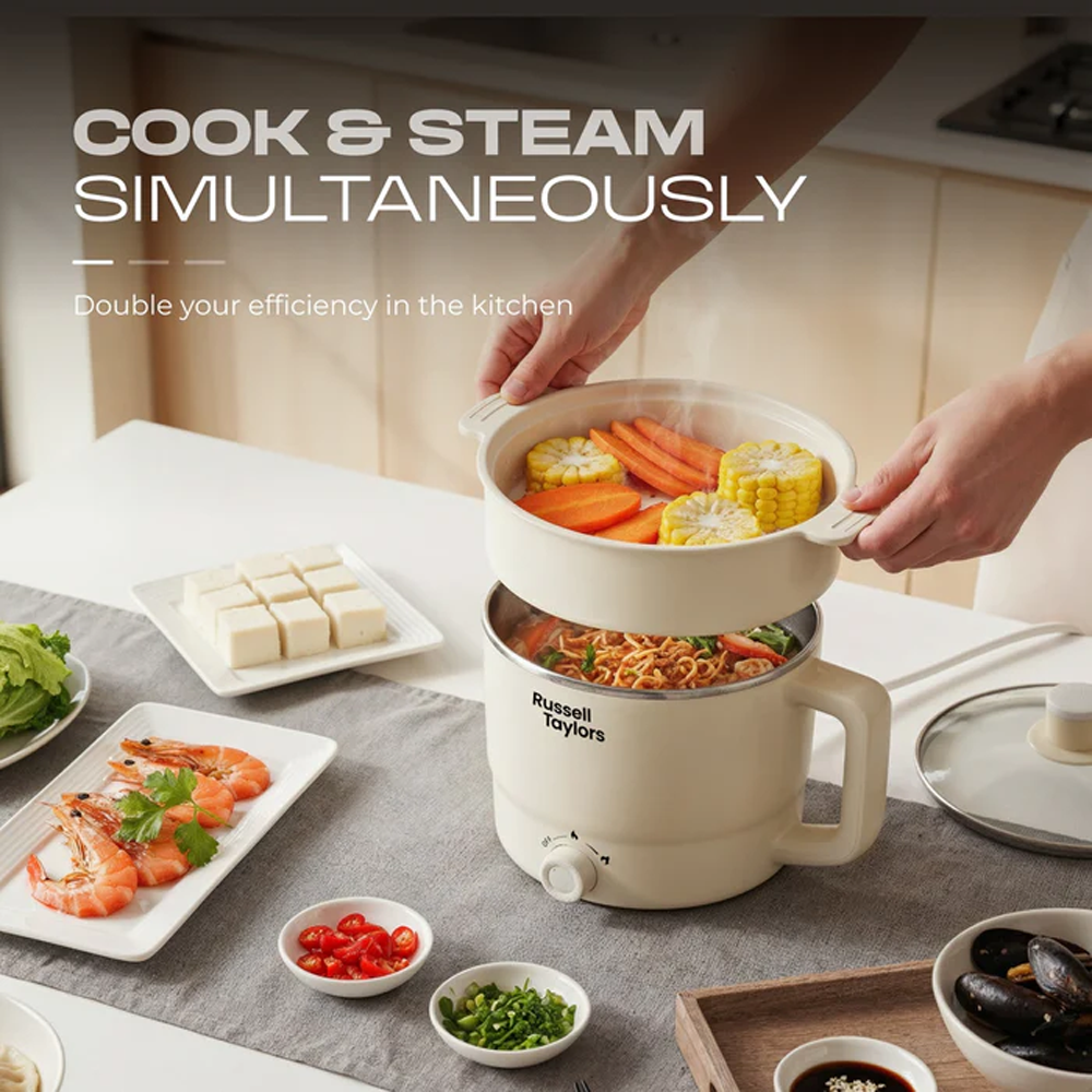 Russell Taylors 1.8L Multi Cooker Stainless Steel Electric Cooker MC2 | Power: 600W | Stainless Steel Inner Pot | All-In-One Multi Cooker | Cooks & Steam Simultaneously