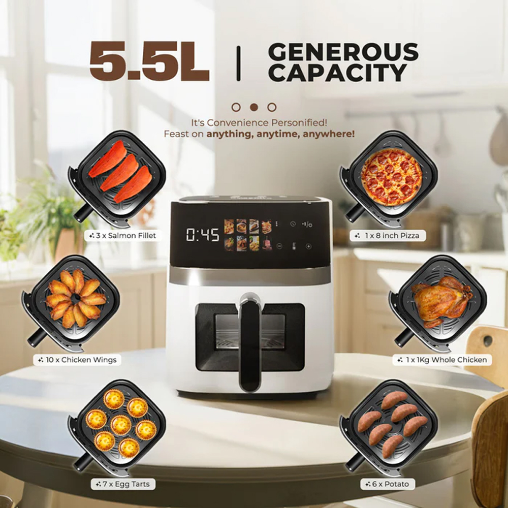 Russell Taylors 5.5L 3D Visionary Digital Air Fryer Z5i | 360° Rapid Air Circulation Technology | Digital Controller
