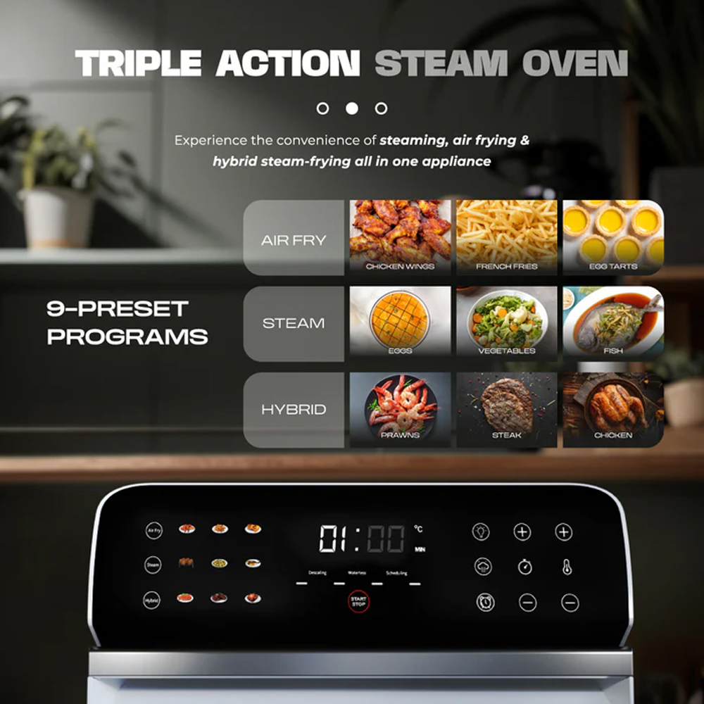 Russell Taylors 10.5L Steam & Fry Mastery Steam Oven Z11 | 3-in-1 Air Fryer/ Oven + Steamer + Steam Frying | Self-Cleaning Steam Technology