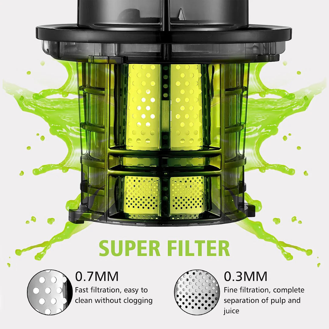 Russell Taylors 80MM Masticating Cold Press Slow Juicer with Wide Feeding Tube SJ2 | 200W | Super Filter | Low-Noise Operation | Easy to Clean | Juicer with 2 Years Warranty