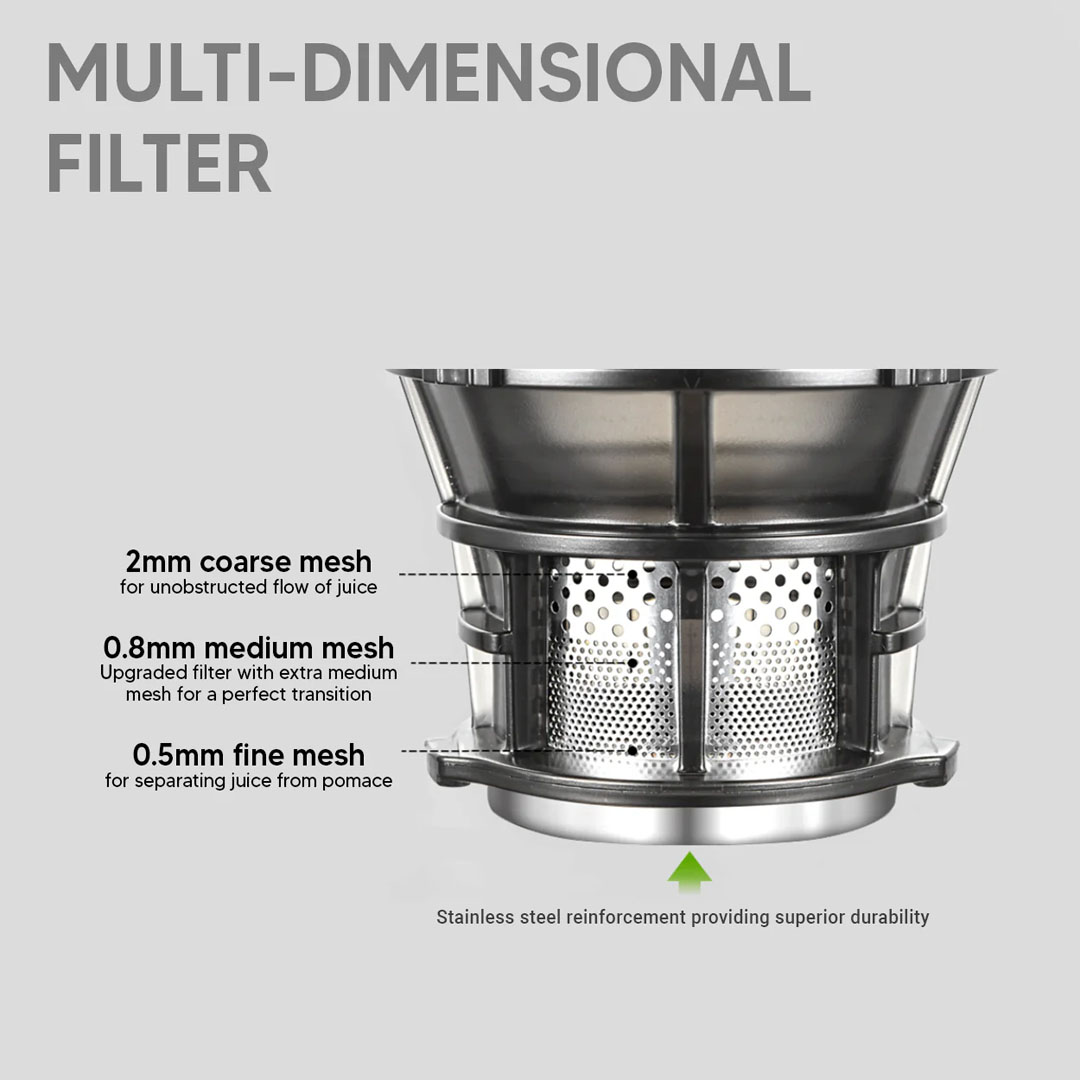 Russell Taylors 1.8L Masticating Cold Press Slow Juicer with Wide Feeding Tube SJ3 | 200W | Dishwasher Safe | Whole Fruit Juicer | Juicer with 2 Years Warranty