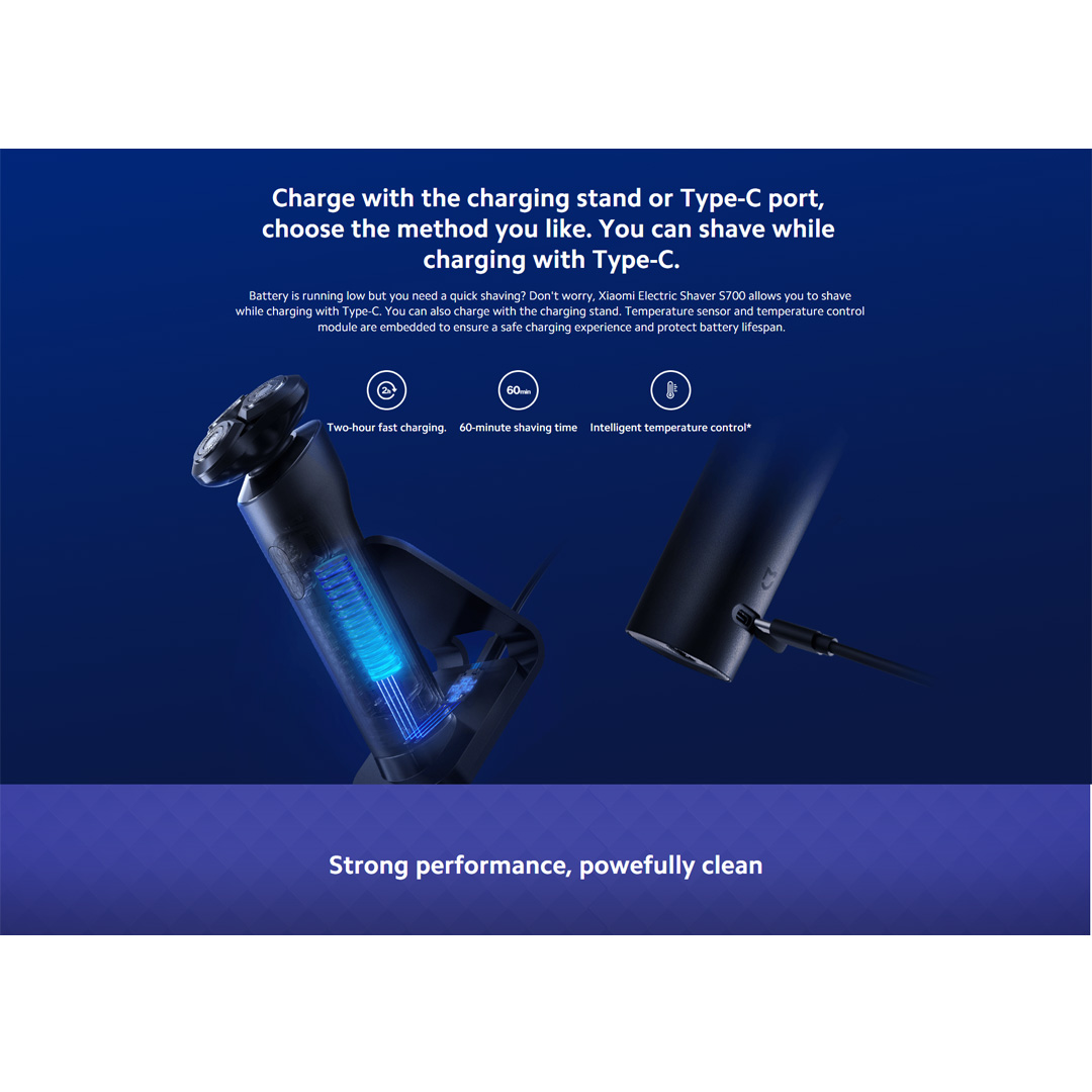 Xiaomi Electric Shaver S700 | IPX7 Waterproof Rating | Innovative Ceramic Blade | Three Speed Modes | Electric Shaver with 1 Year Warranty