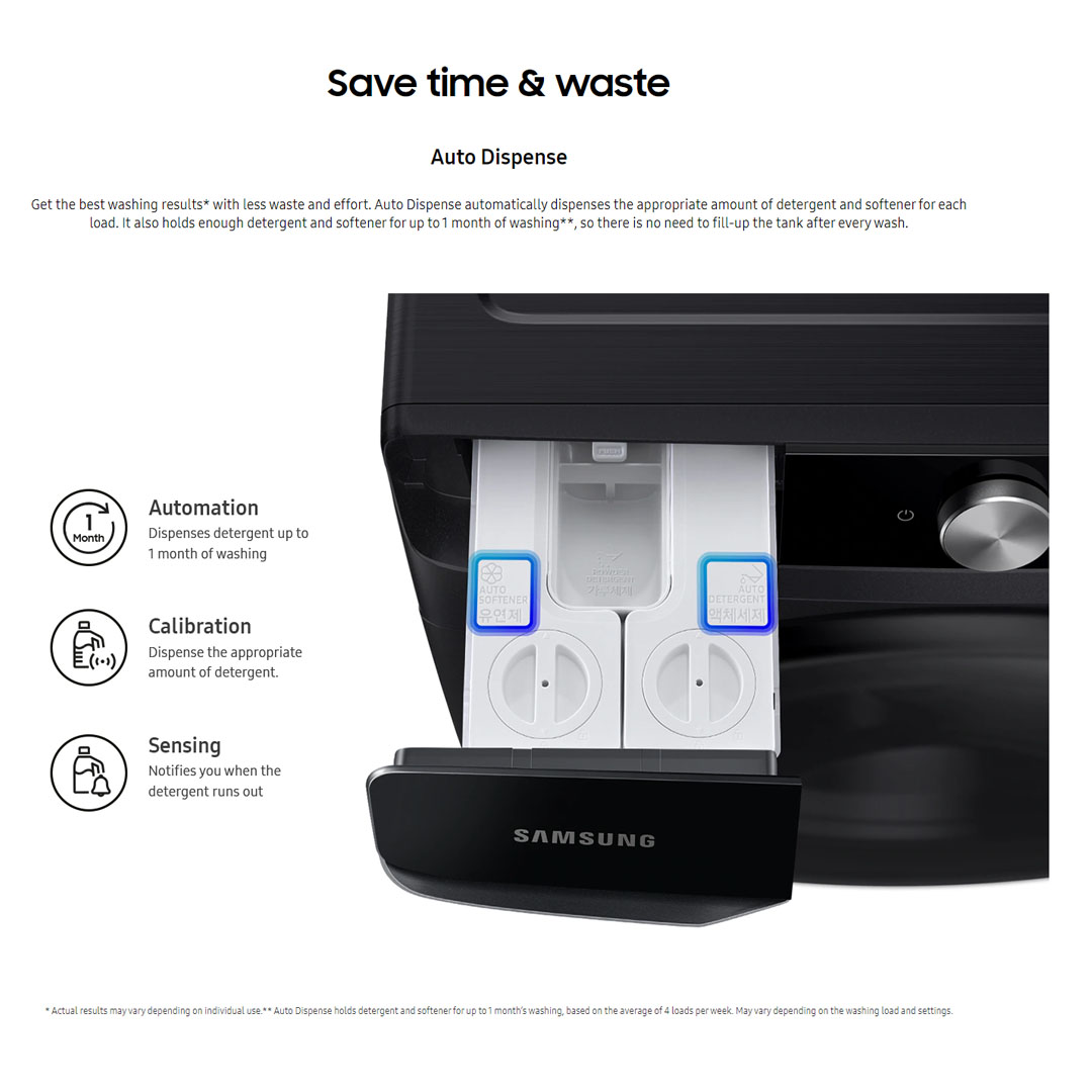 SAMSUNG 21KG/12KG Digital Inverter Front Load Washer Dryer with AI Ecobubble WD21T6500GV/SP | VRT+ | Air Wash | AI Control | Bubble Soak | Smart Control | Child Lock | Door Lock | Quick Wash | Steam | Auto Dispense | Washing Machine with 1 Year Warranty