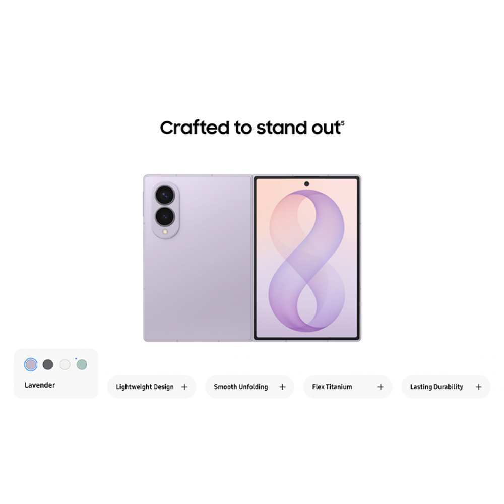 SAMSUNG Galaxy Z Fold8 12GB+256GB/ 12GB+512GB/ 16GB+1TB | 7.6inch, Foldable Dynamic | Rear Camera 50MP | Qualcomm SM8850-1-AD Snapdragon 8 Elite Gen 5 (3 nm) | Li-Po 4800mAh, 45W Fast Charge