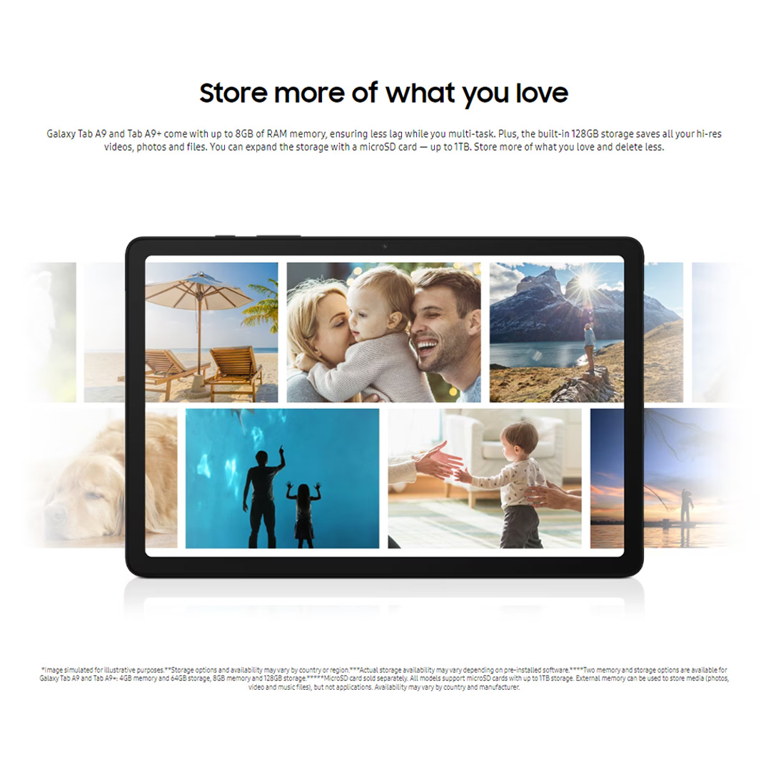 SAMSUNG Galaxy Tab A9+ Wi-Fi 4GB+64GB | 11.0 Display | 8MP Main Camera | 7040mAh Battery | Multi-Tasking | Dolby Atmos | Tablet with 1 Year Warranty