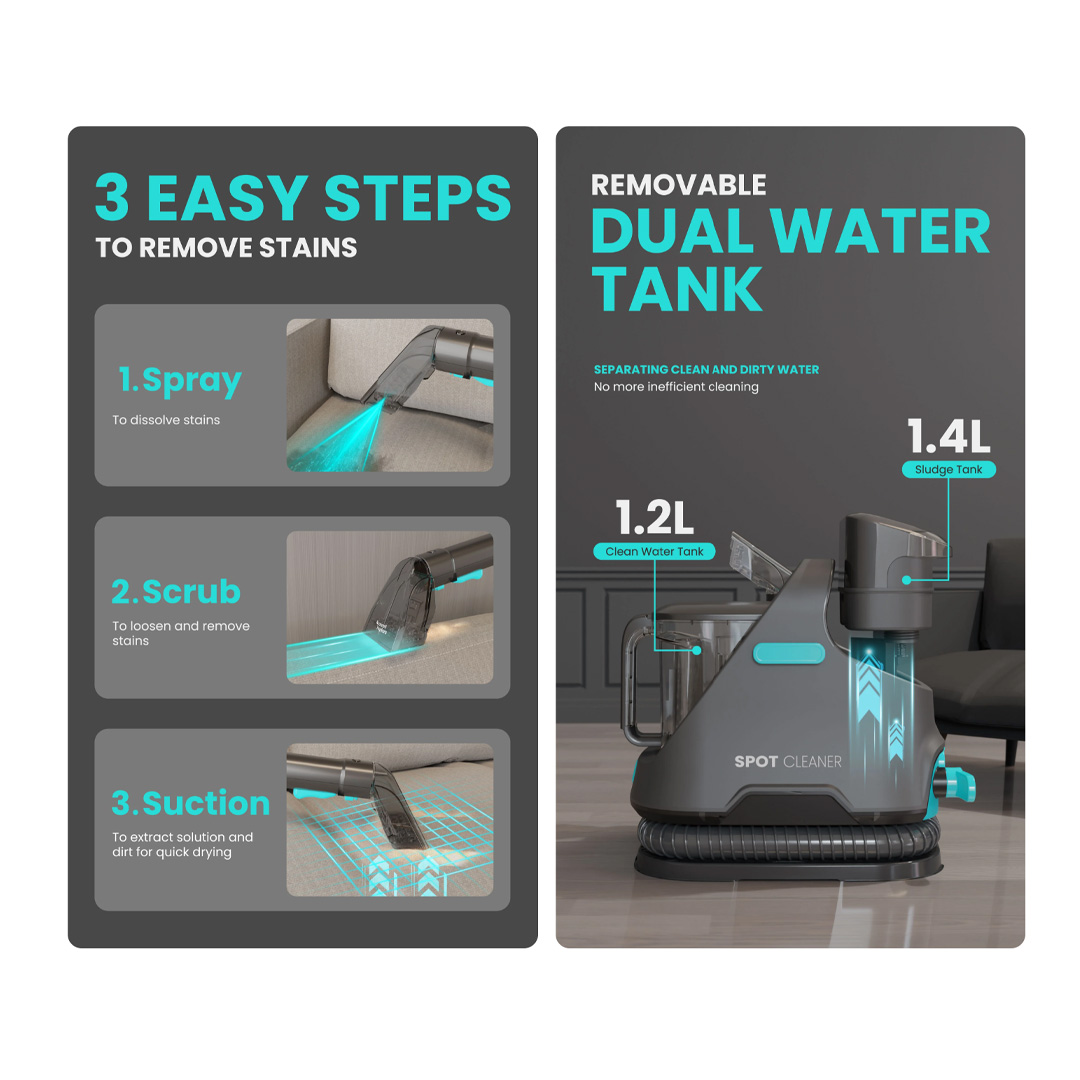 Russell Taylors 650W Portable Spot Cleaner Vacuum SC10 | Double Suction Power | Dual Tank Technology | Effectively Removes Tough Spots & Stains | Vacuum with 2 Year Warranty