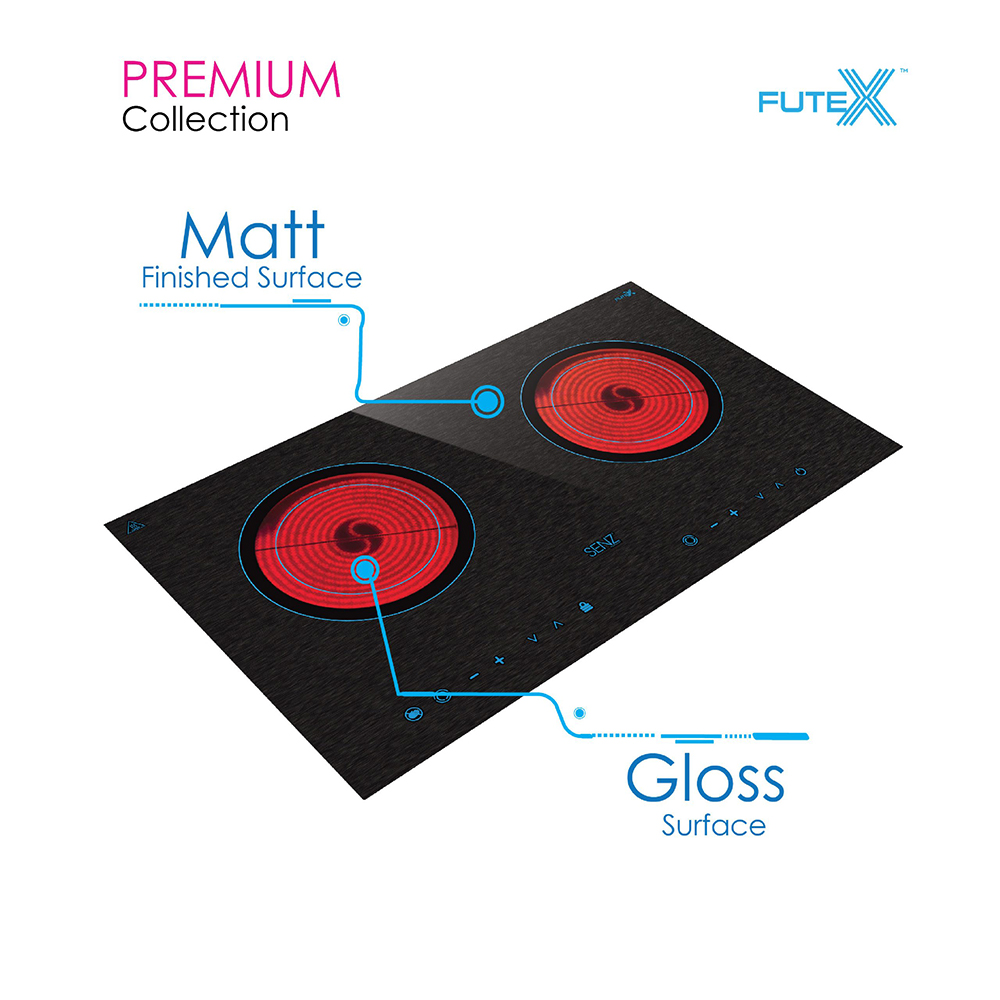 SENZ 2 Burners Double Ceramic MultiCooker - Futex Glaz | SZ-RC220FT | Matte-finished surface | Electronic overheating protection | Auto-Cut Off