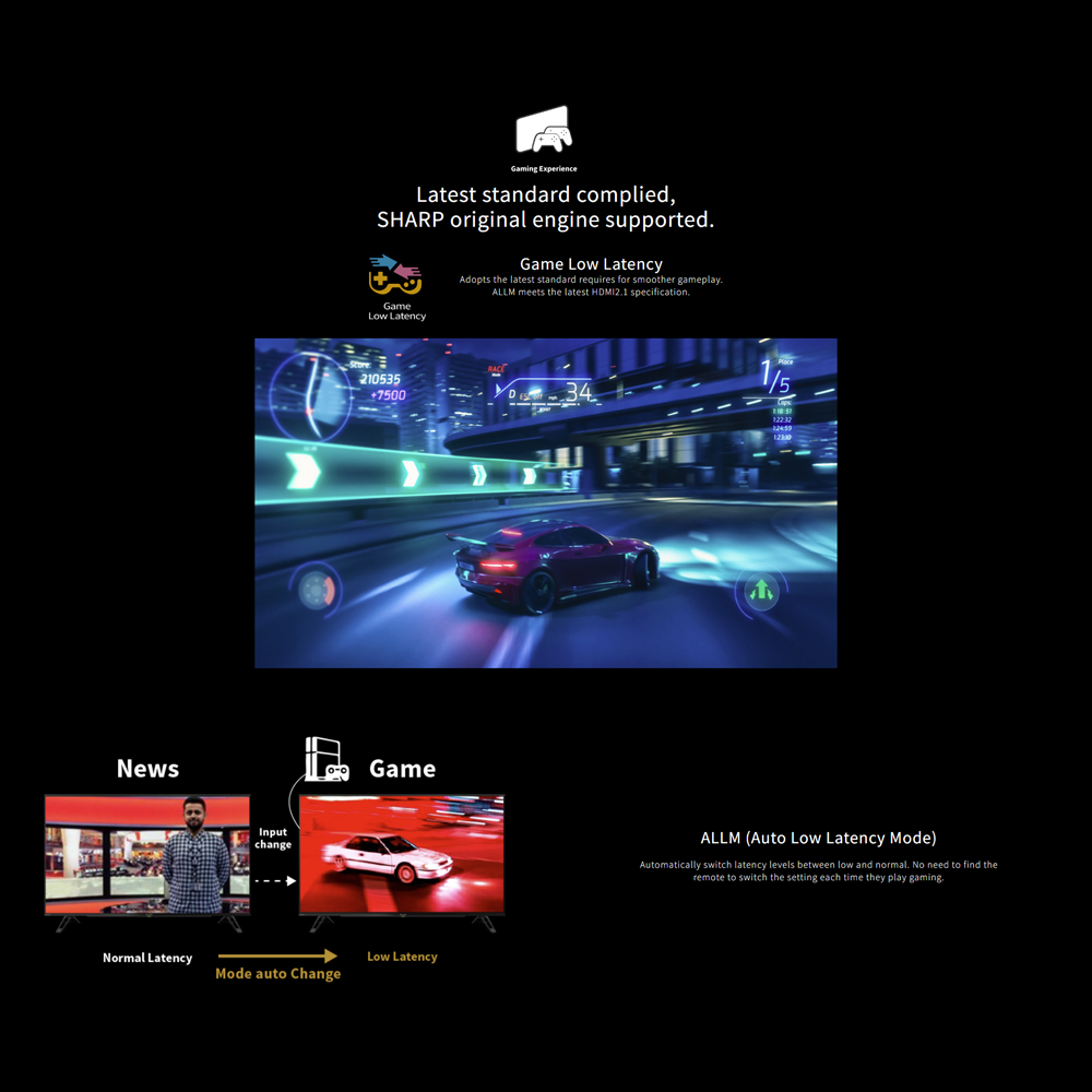 SHARP 32" AQUOS FHD Google TV 2TC32EG1X | Game Low Latency | Slim Bezel Design | Google Assistant