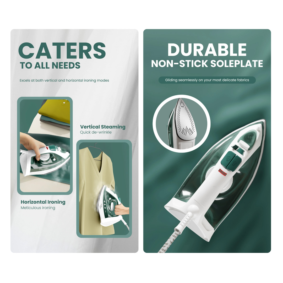 Russell Taylors 1750W Steam Iron with Non-Stick Soleplate SI-10 | 5 Steam Settings | 275ML Water Tank | 15sec Heat Up | Iron with 2 Year Warranty