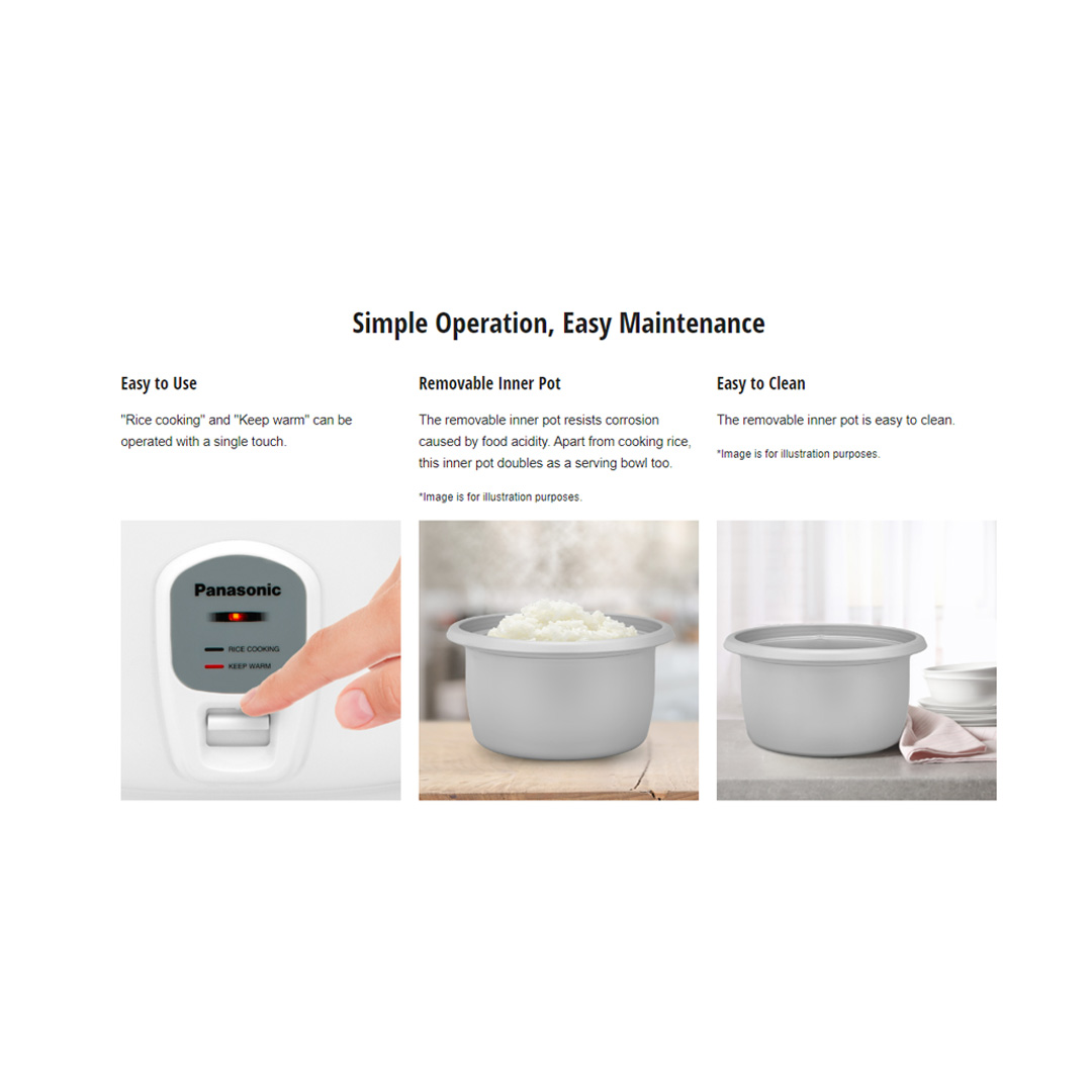 Panasonic 2.8L Conventional Rice Cooker SR-E28WSKN | 15-Cup Capacity at a Time | Removable Inner Pot | Keep Warm Function
