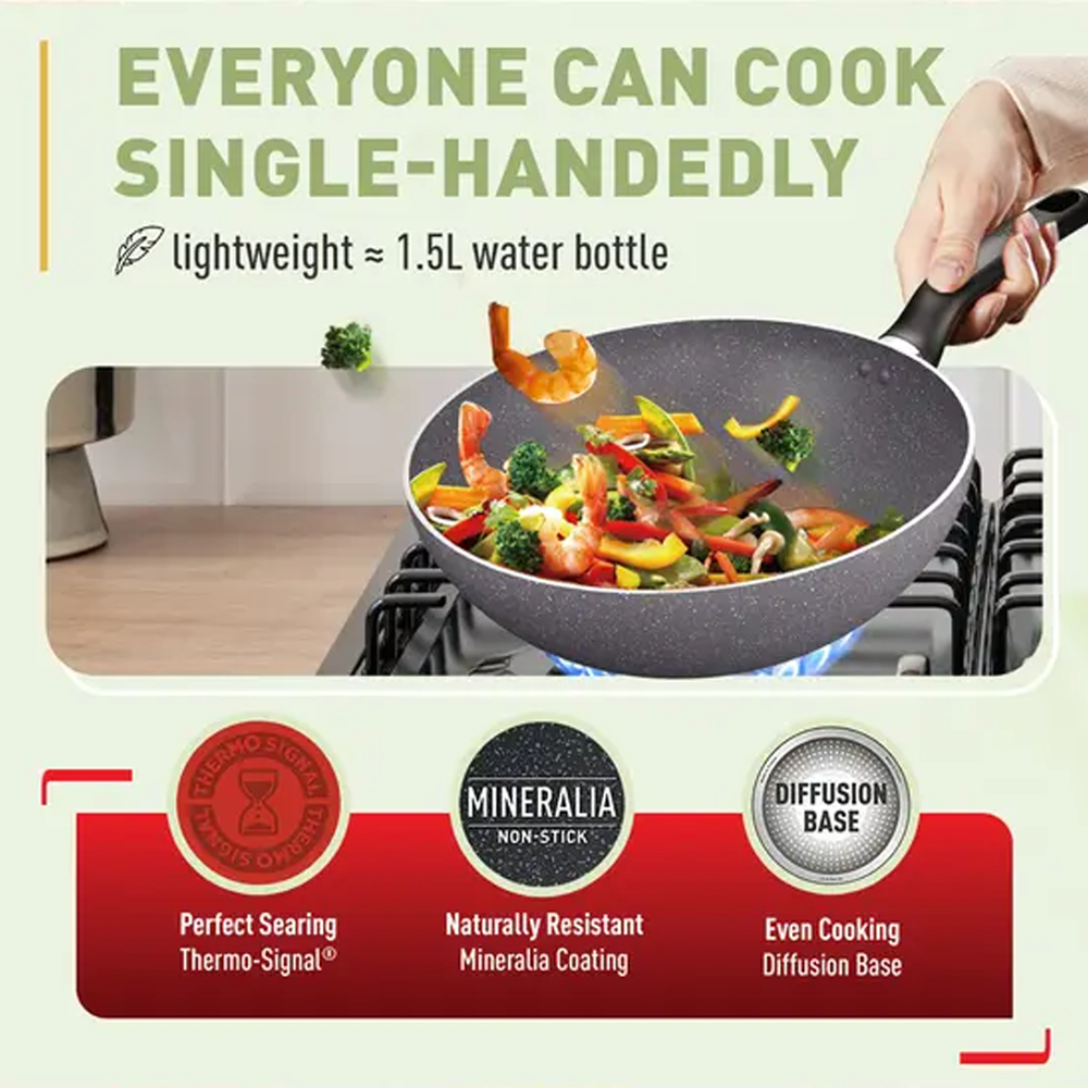Tefal Natura 5-Piece Cookware Set B226S595 | Perfect Searing Thermo-Signal | Naturally Resistant Mineralia Coating | Safe Non-Stick