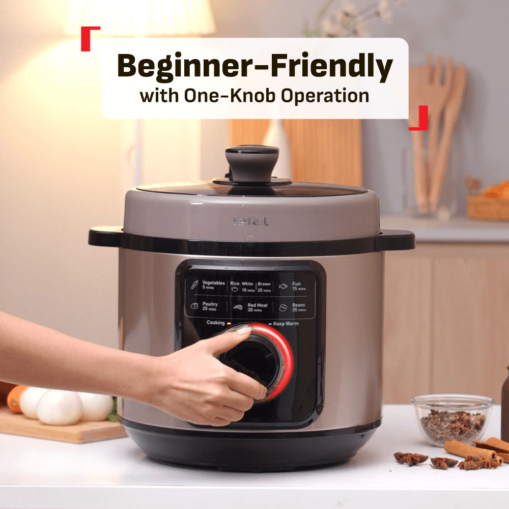 Tefal 6L Effi Cook Multicooker (Pressure Cooker) CY2116 | Cook up to 3x faster | Non stick inner pot | Pre-set timer