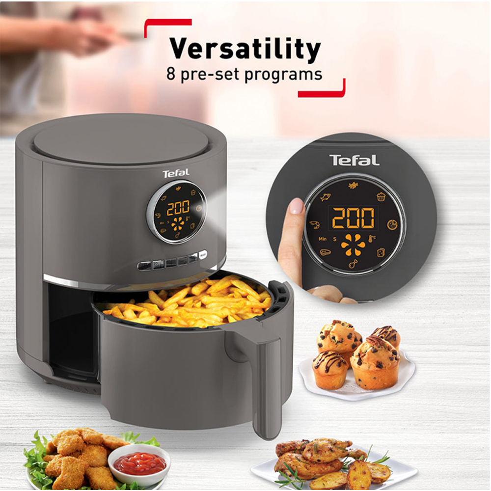 Tefal 4.2L Ultra Fry Healthy Air Fryer Charcoal EY111B40 | 8 Reset Programs | Timer Up to 60 Minutes | Intuitive Digital Interface