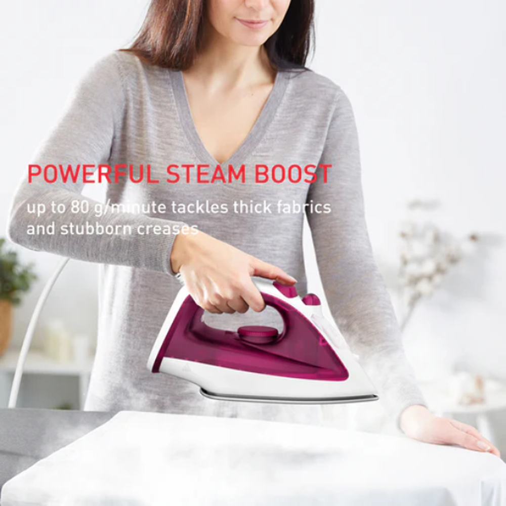 Tefal 1200W Essential Steam Iron FV1053M0 |  Continuous Steam Output : 15 Gram/Min | Steam boost : 80 Gram/Min | Vertical Steam : Yes | Spray : Yes