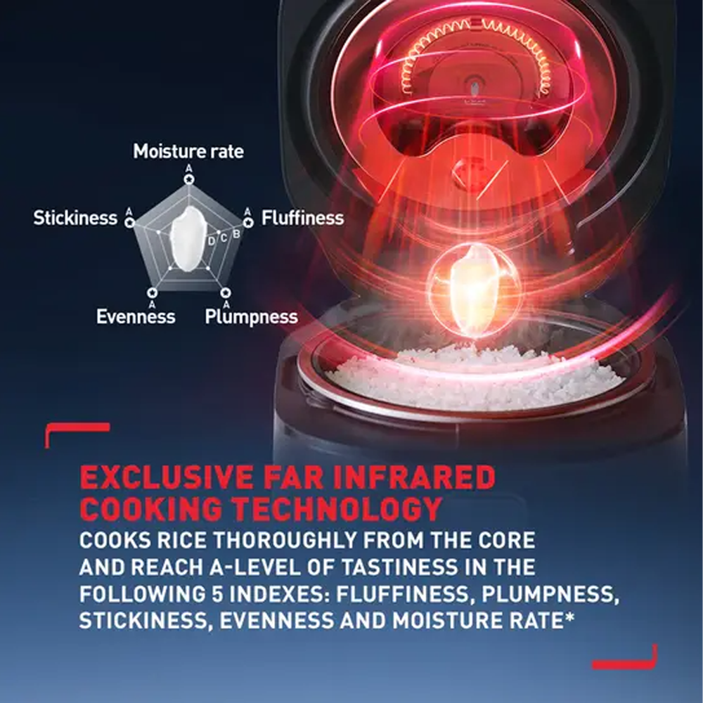 Tefal 1.5L Far Infrared IH Rice Cooker RK8868 | 12-hour Keep Warm feature | Touch control panel | 13 versatile cooking programs