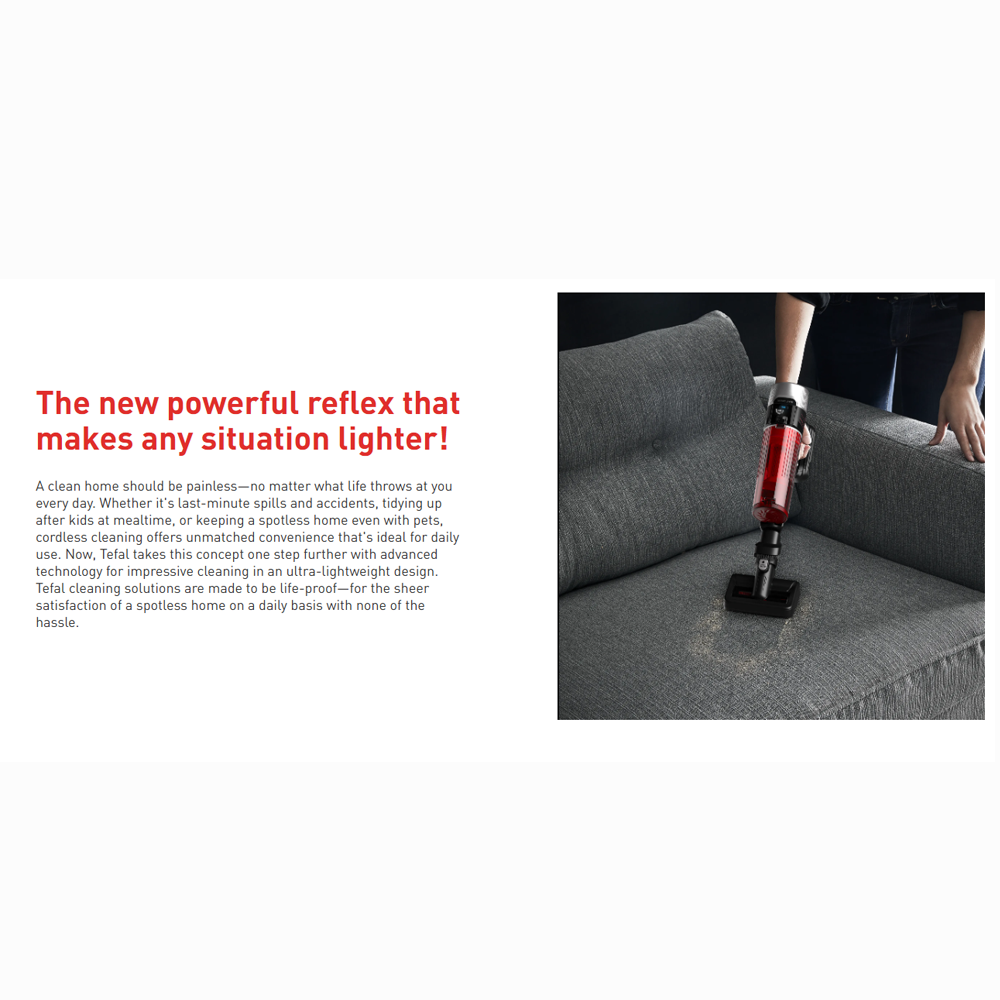 Tefal 250W X-Force Flex 9.60 Animal Care Cordless Vacuum Cleaner Stick TY2079 | Strong constant suction up to 100 Air Watts | Smart Control Display