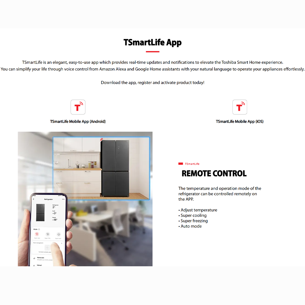 TOSHIBA 530L Multi Doors Origin Inverter IoT Refrigerator GR-RF531WI-PMY(60E) | Smart Control | PUREBIO- Ag+ ion | Smart Sensor