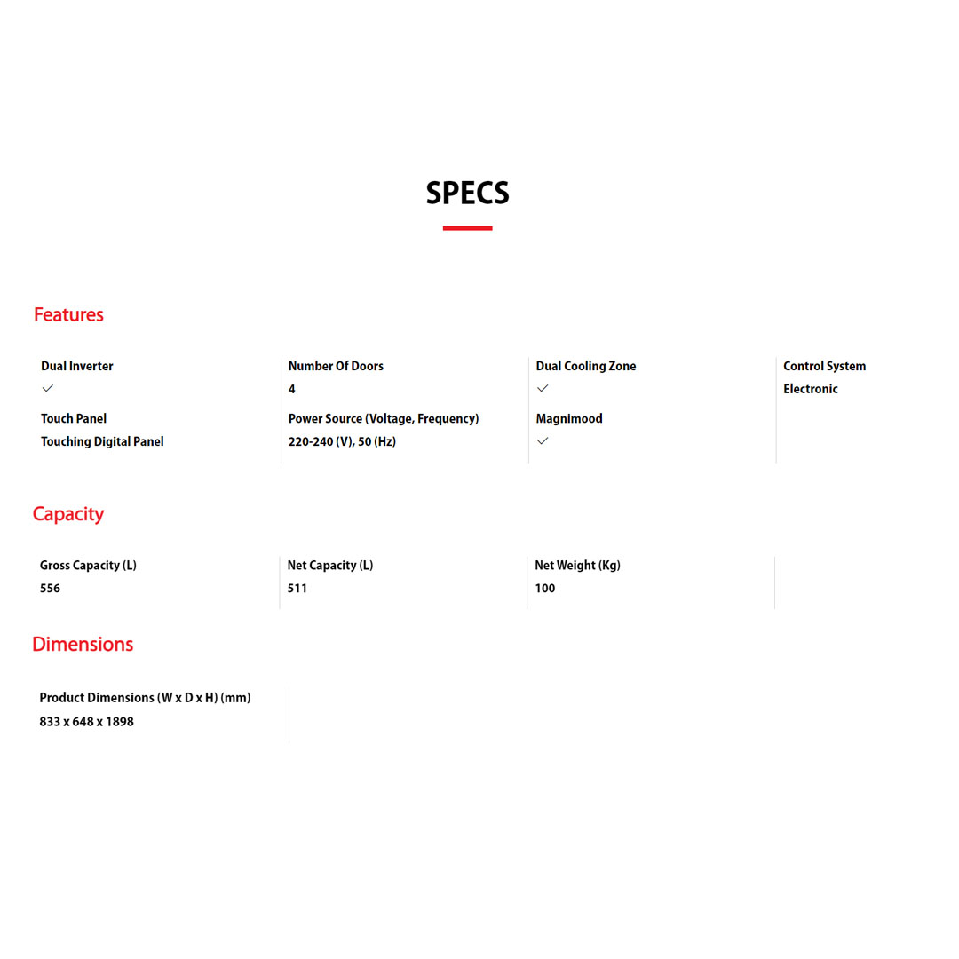 TOSHIBA 556L Multi Doors Dual Inverter Refrigerator  GR-RF610WE-PGY[22]  / GR-RF610WE-PMY(37) | Compressor and Fan Inverter | Dual Cooling | Refrigerator with 2 Year Warranty