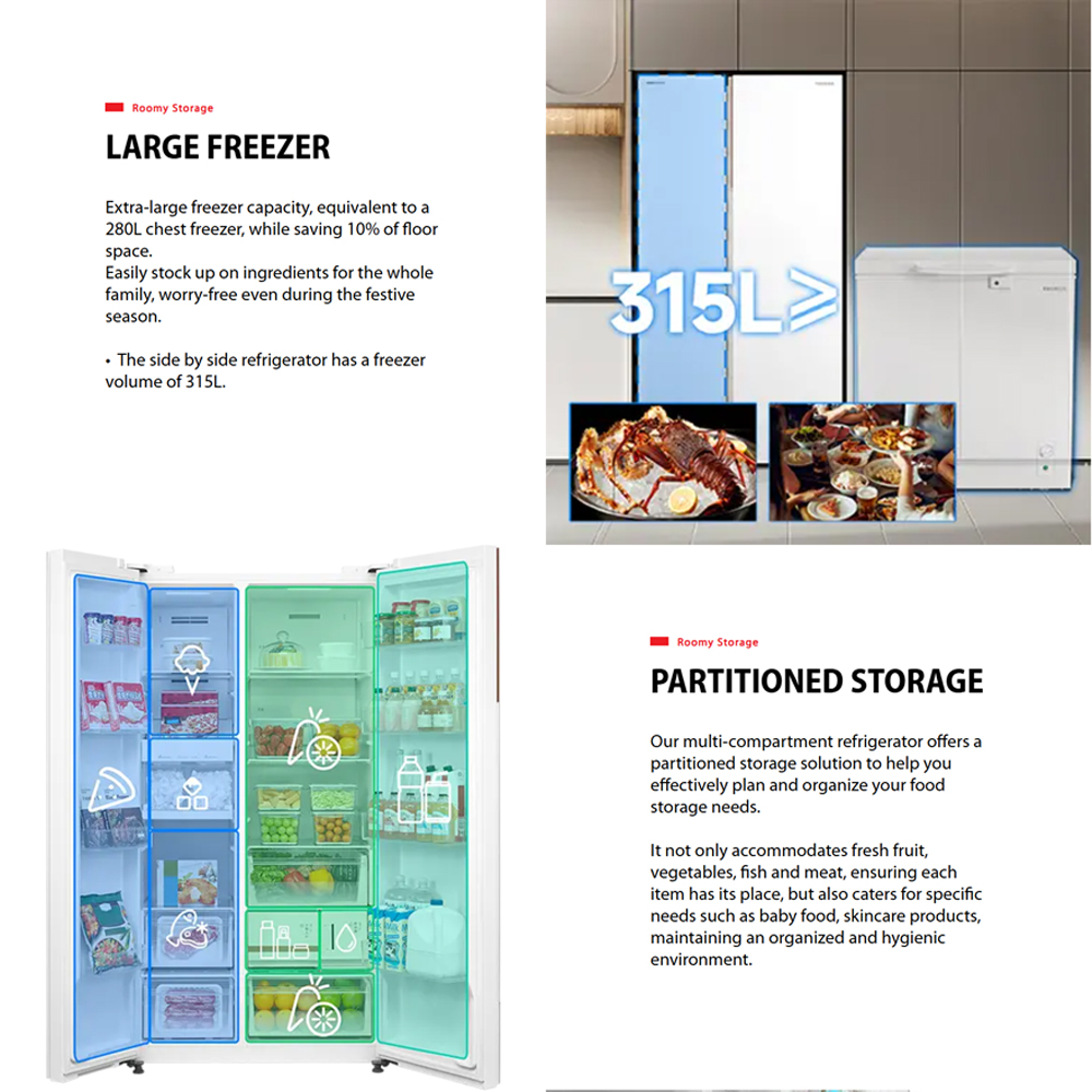 TOSHIBA 820L Side by Side Origin Inverter PureAIR Turbo Refrigerator Fuji GR-RS905WIA-PGY(67) | NaturePURE | Roomy Storage | Extra Chill