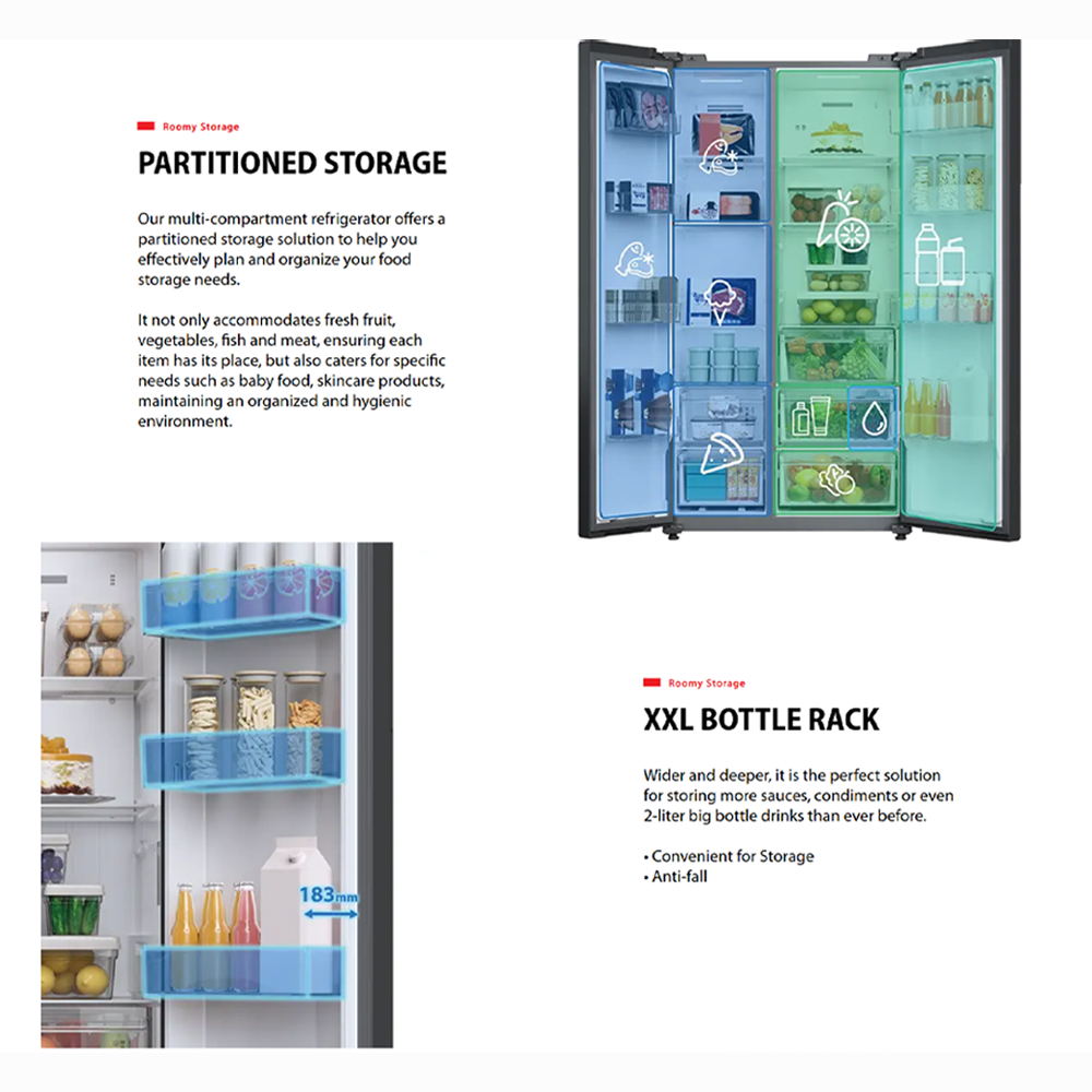 TOSHIBA 820L Side by Side Origin Inverter PureAIR Turbo Refrigerator GR-RS910WI-PMY(06) | PureAIR sterilization system | Extra-large freezer capacity | Super cooling & Super freezing function